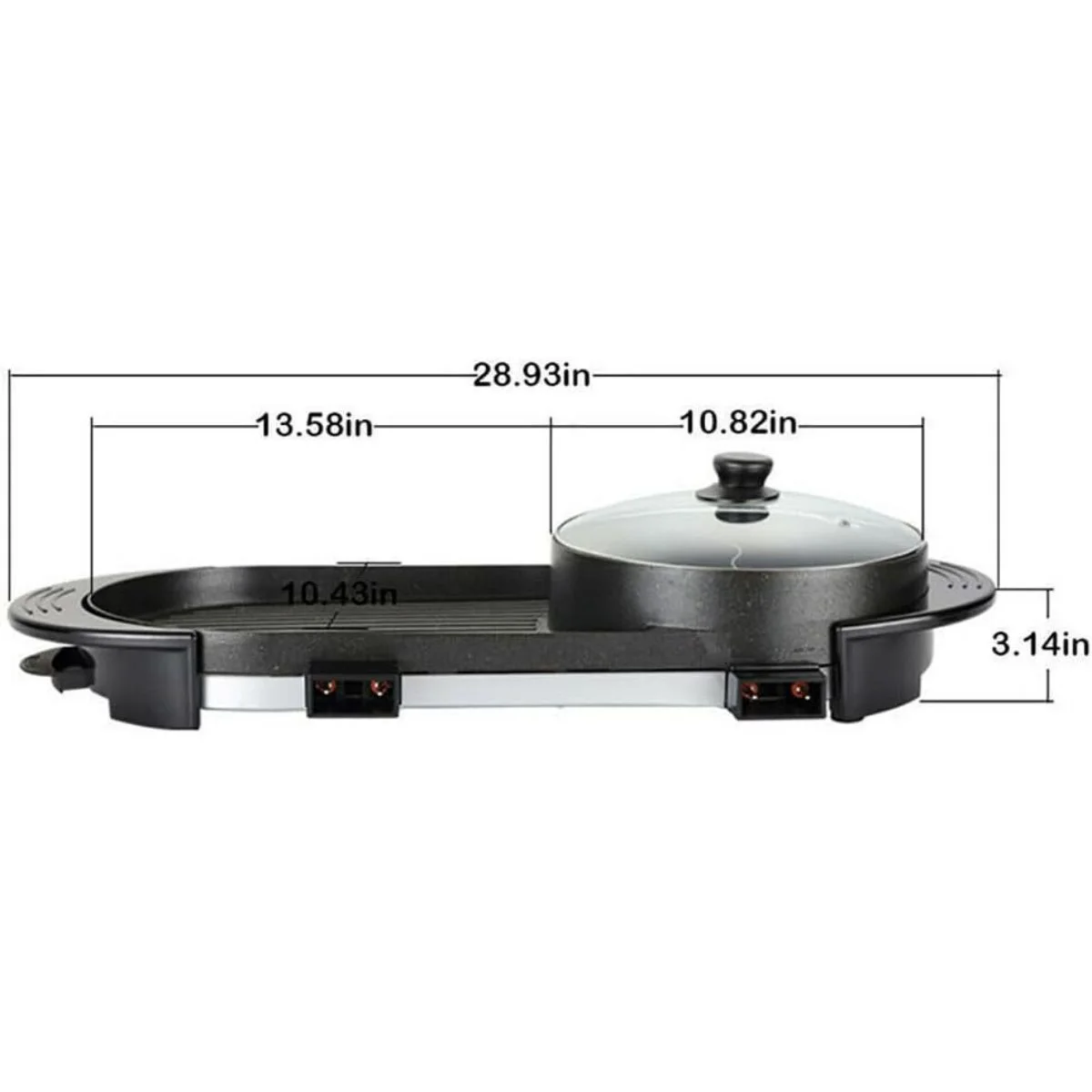 Hot Pot with Grill 2 in 1 Indoor 1500W Smokeless Large Capacity Electric Non Stick BBQ Grill Shabu with Separate Dual Temperature Contral for 2-12 People Household Dinner and Party