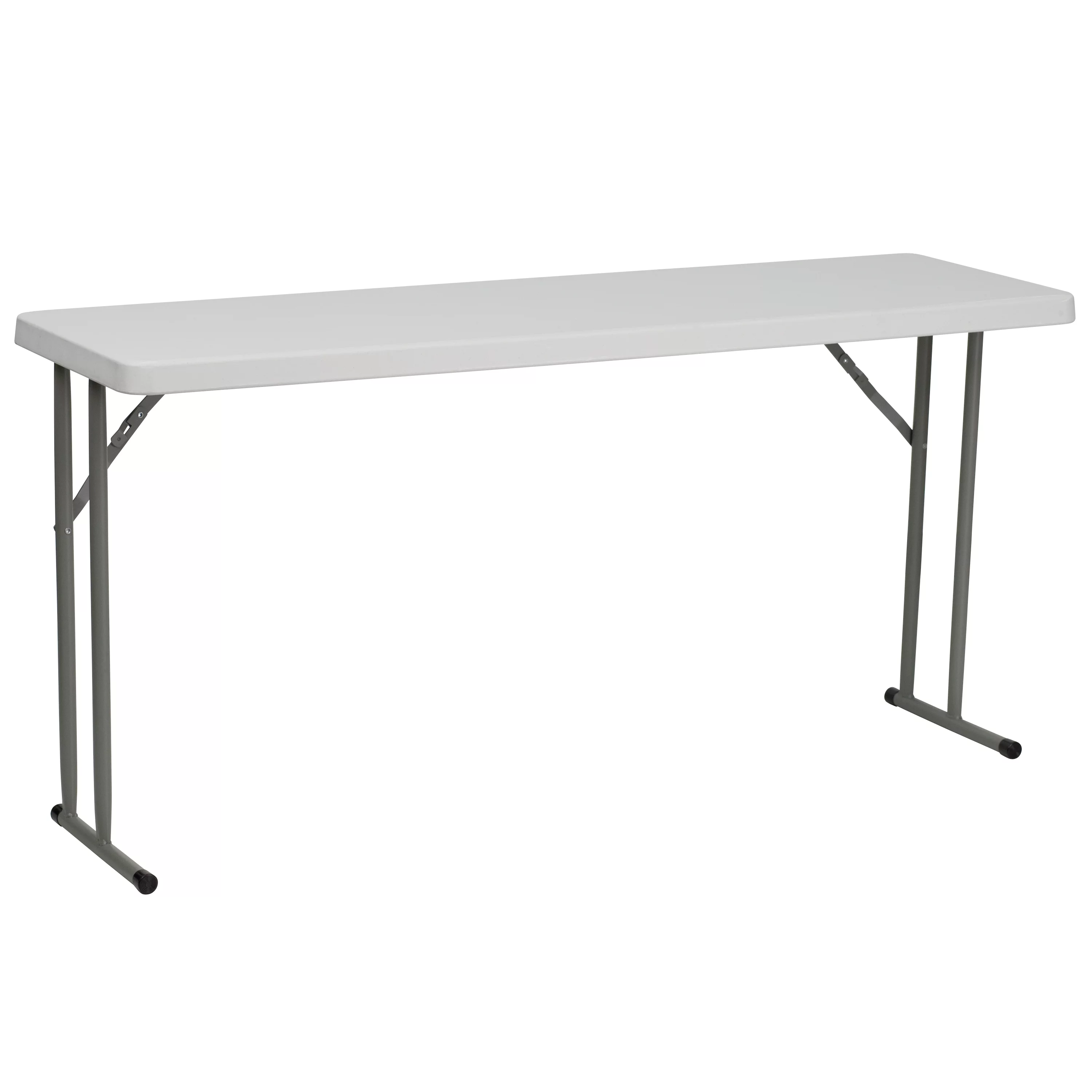 EMMA + OLIVER 5-Foot Rectangle Granite White Plastic Folding Training / Seminar Table, 18'W x 60'D x 29'H