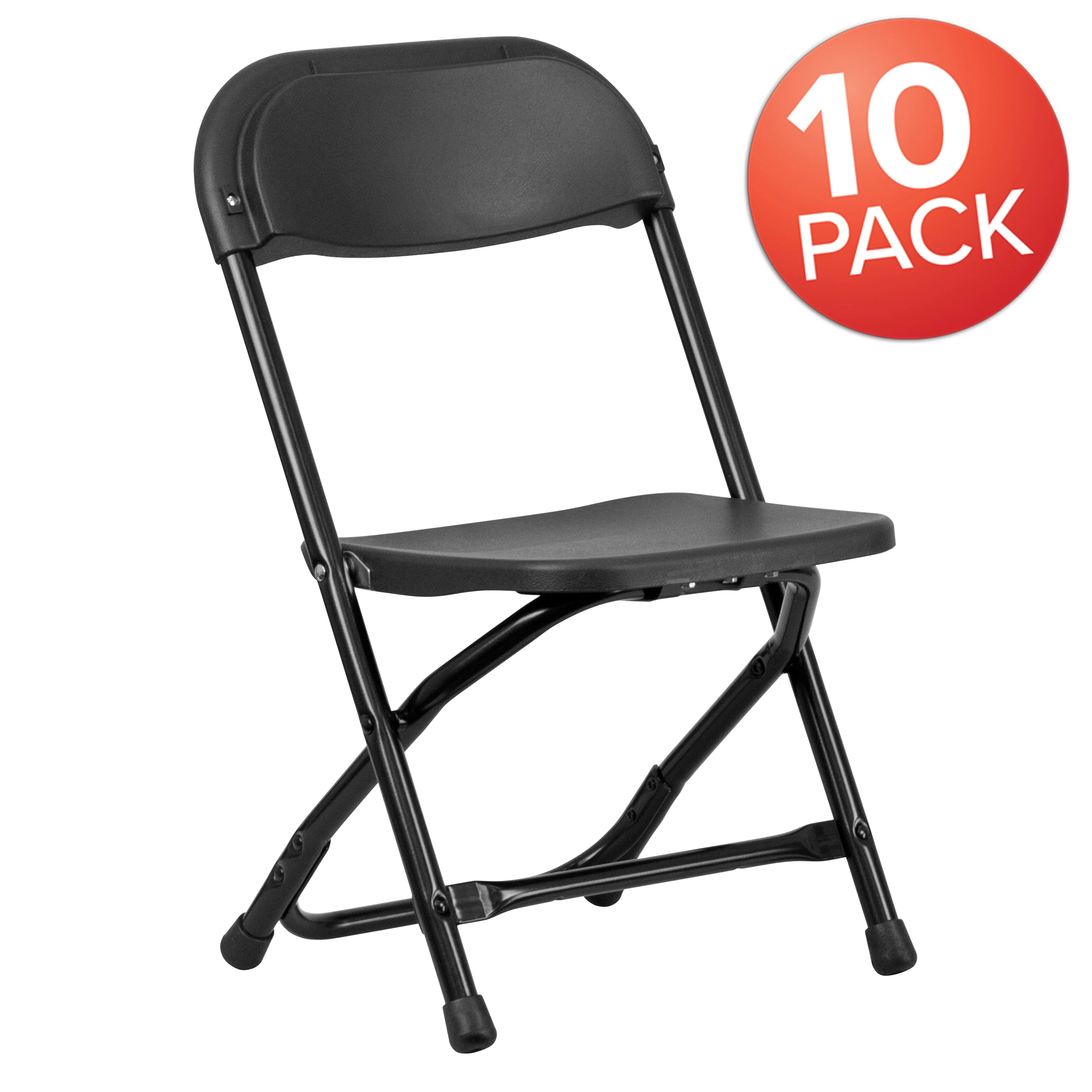 BizChair Plastic Folding Chair (10 Pack), Black