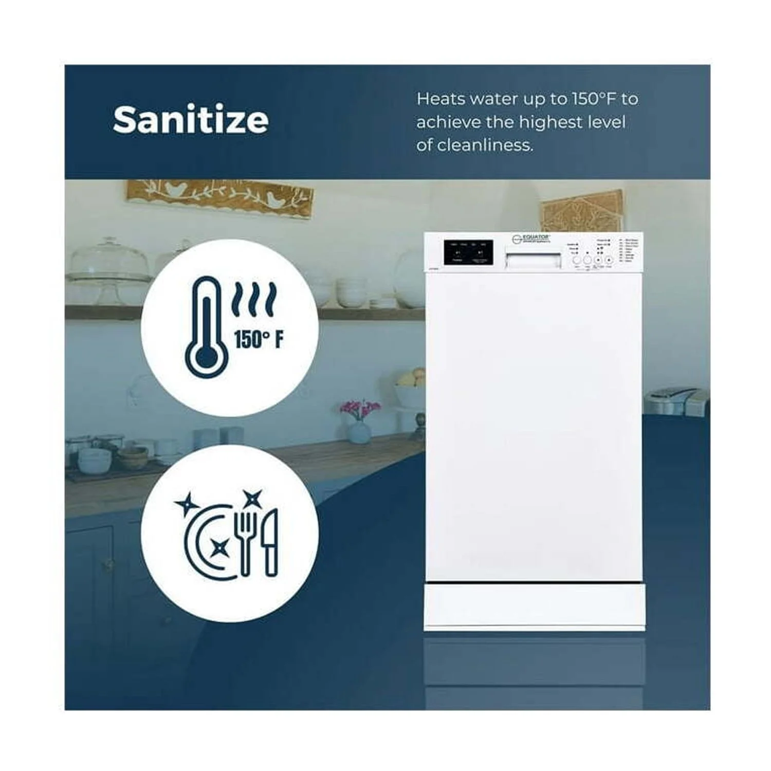 Equator 18'Dishwasher Europe ADA Built in 10 Place Sani Delay 1/2 Load 51dB
