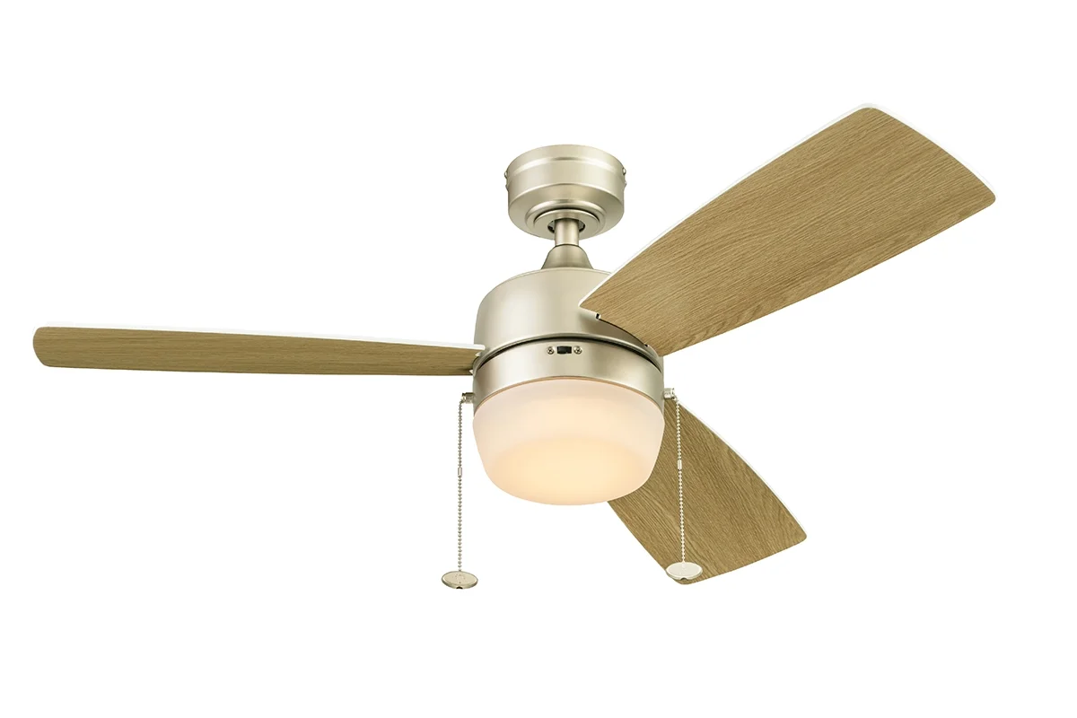 Honeywell Barcadero 44' Champagne Ceiling Fan with Light, 3 Blades, Pull Chains & Reverse Airflow