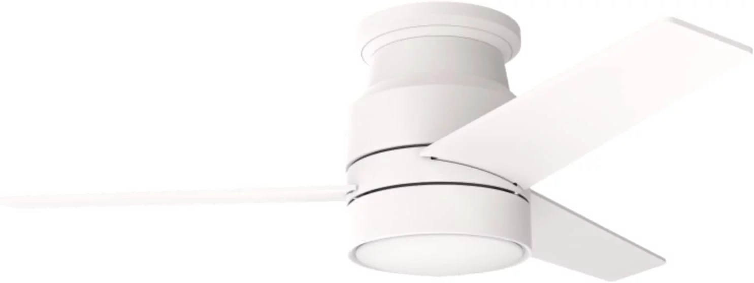 Frosted White Glass Bulb Ceiling Fans White, Reversible Blades (44 Inch, White)