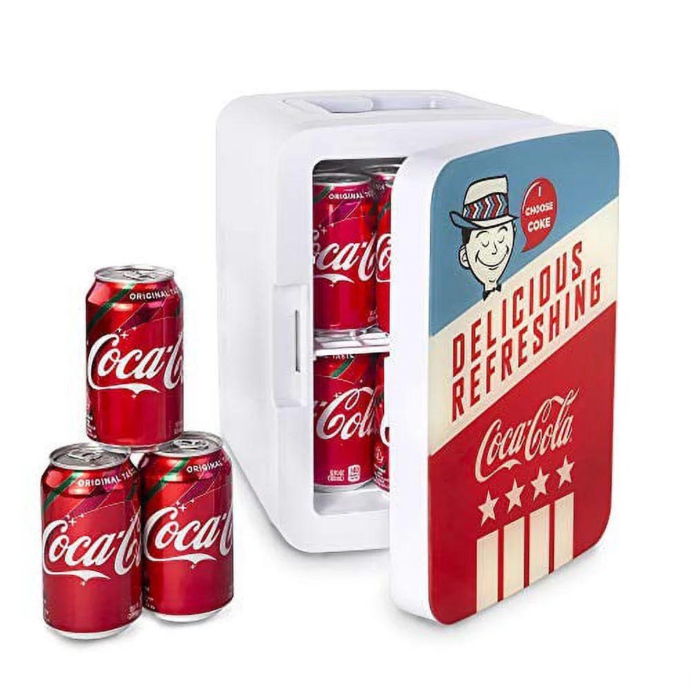 Cooluli 10-Liter Coca-Cola Americana Portable Mini Fridge with Warming