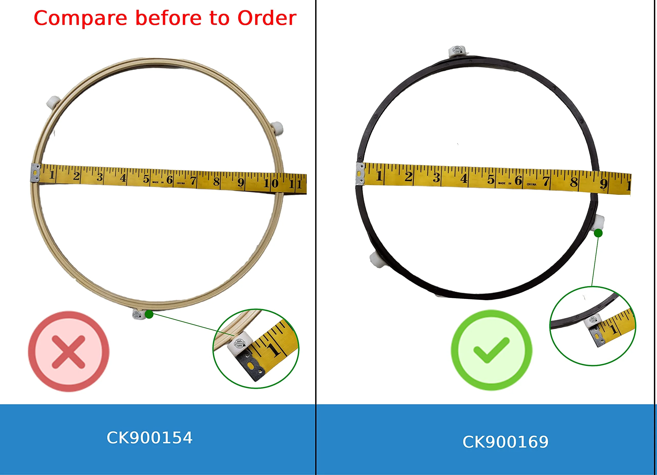 GlobPro WB06X10139 Microwave Guide Roller Assembly 9' Length Approx. Replacement for and Compatible with General Electric Kenmore Heavy Duty