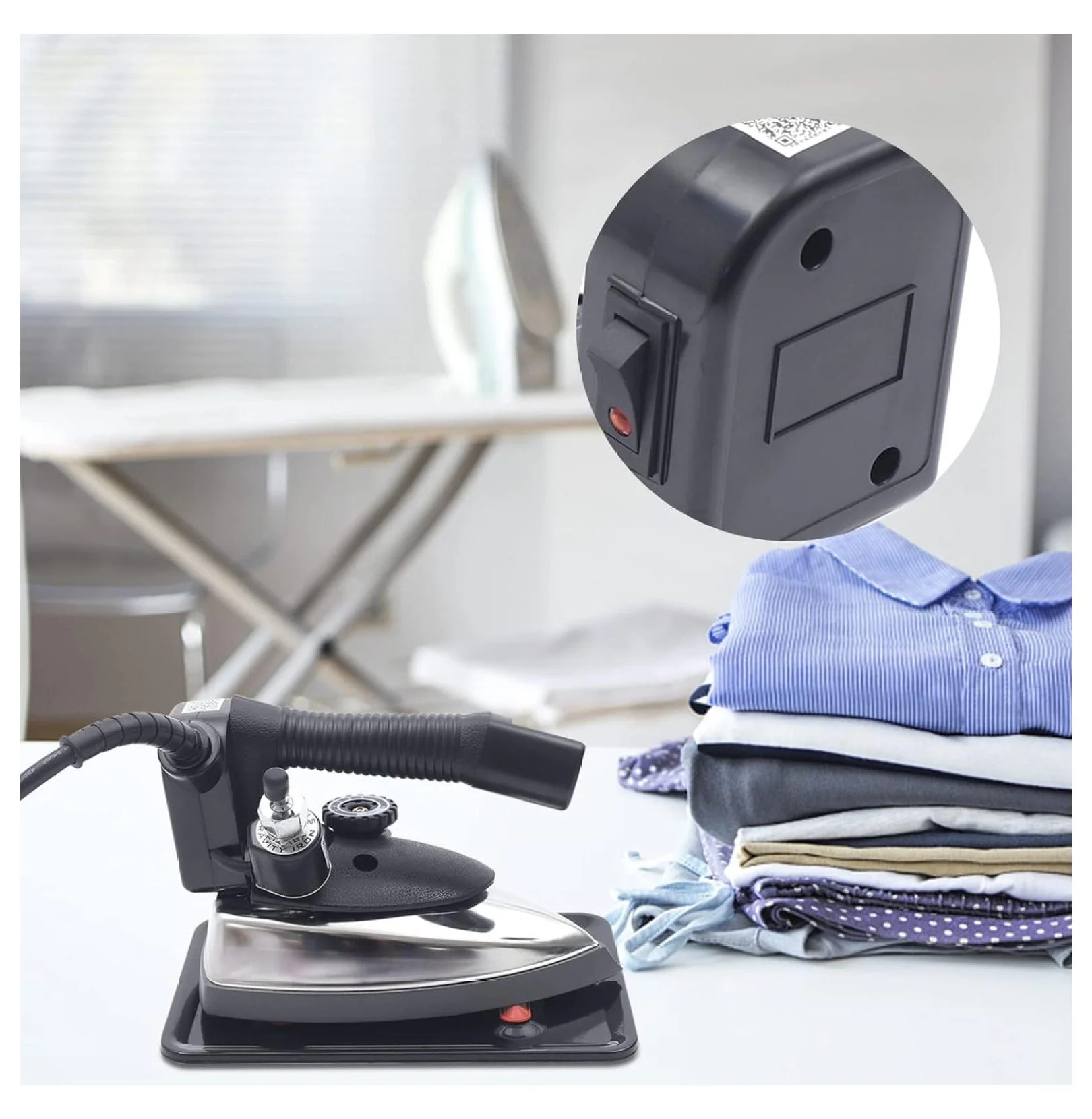 Industrial Electric Steam Iron Set, Professional Grade 1000W Steam Iron, for Clothes, Resistant Stainless Steel, Gravity Feed Gravity Iron System Industrial