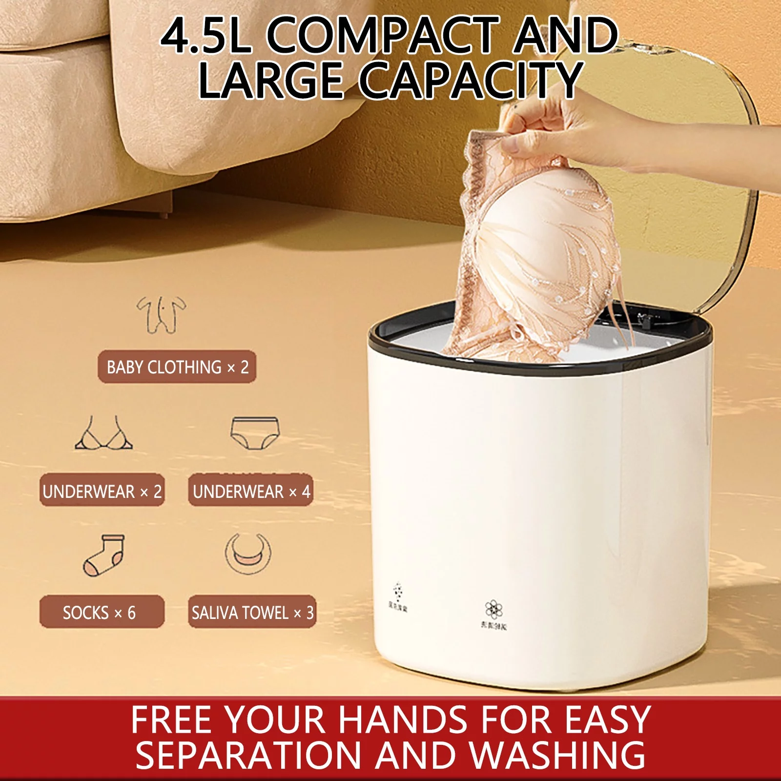 Home Decor Appliances ZKCCNUK, Portable Underwear Washing Machine, Washing Machine, Small Household Travel Mini Fully Automatic Crayfish Sock Washing Tool, Gadgets Gift for Adults Her Him