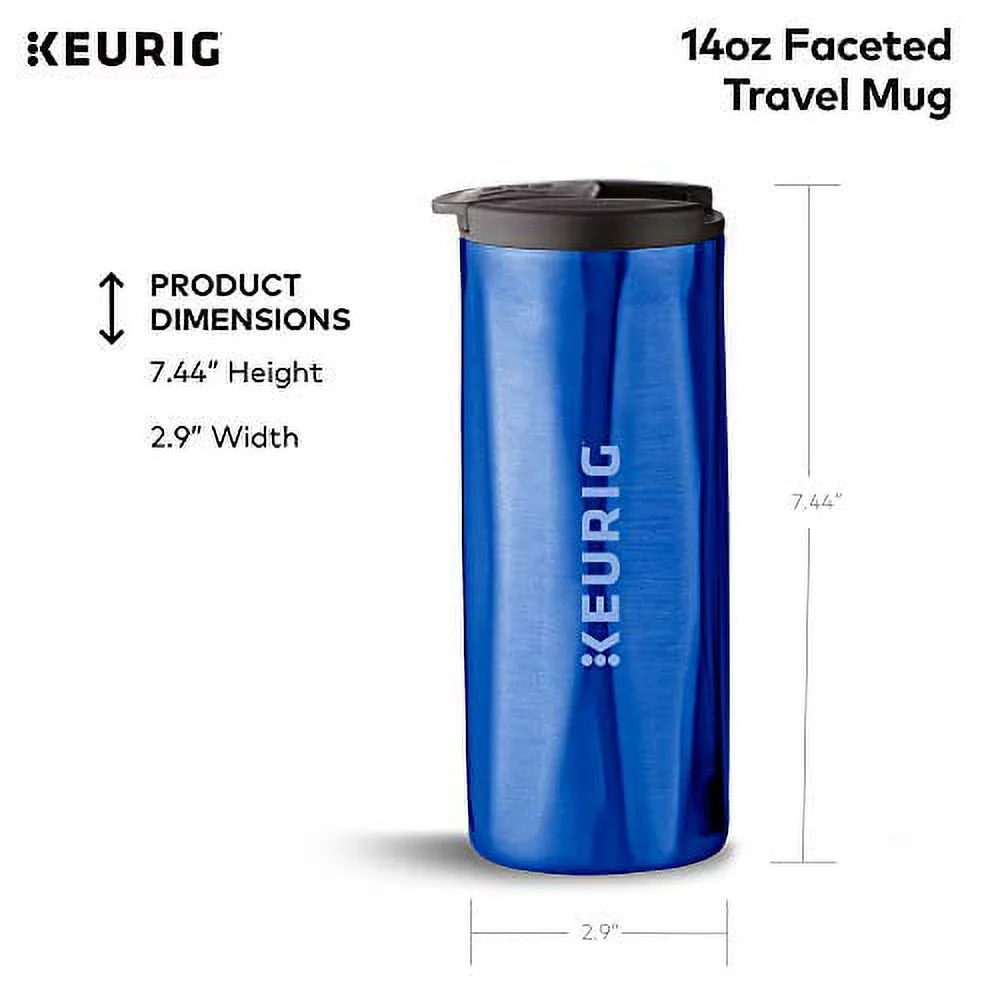 Keurig Coffee Travel Mug, Fits Under Any Keurig K-Cup Pod Coffee Maker, 14 oz, Royal Blue