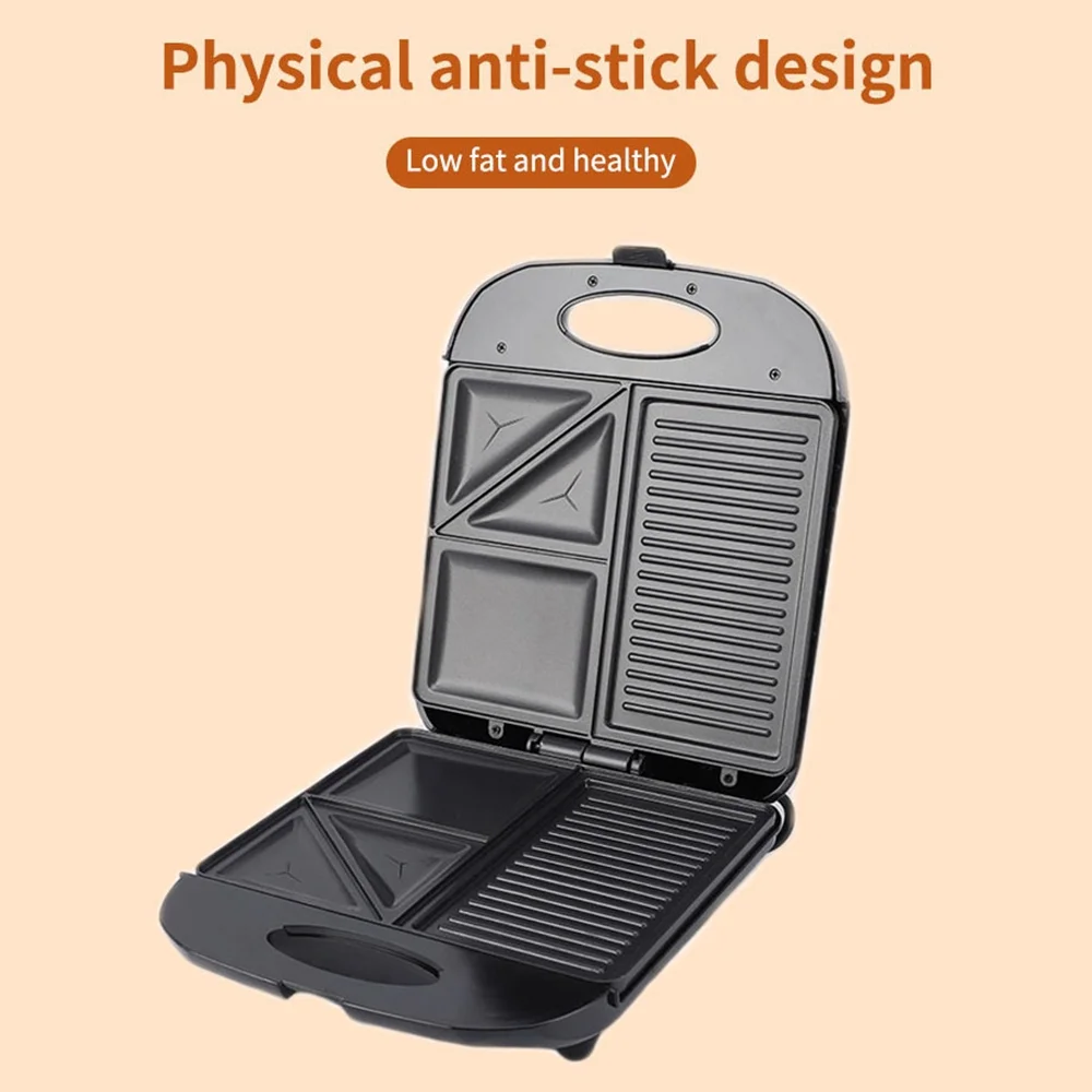 1400W Grill Machine Waffle Maker with Iron Non-Stick Coating and Easy Cleaning 3in1 Shaped Electric Griddle Sandwich Eggs Multifunctional Heating Panini Bread Portable for Indoor Use