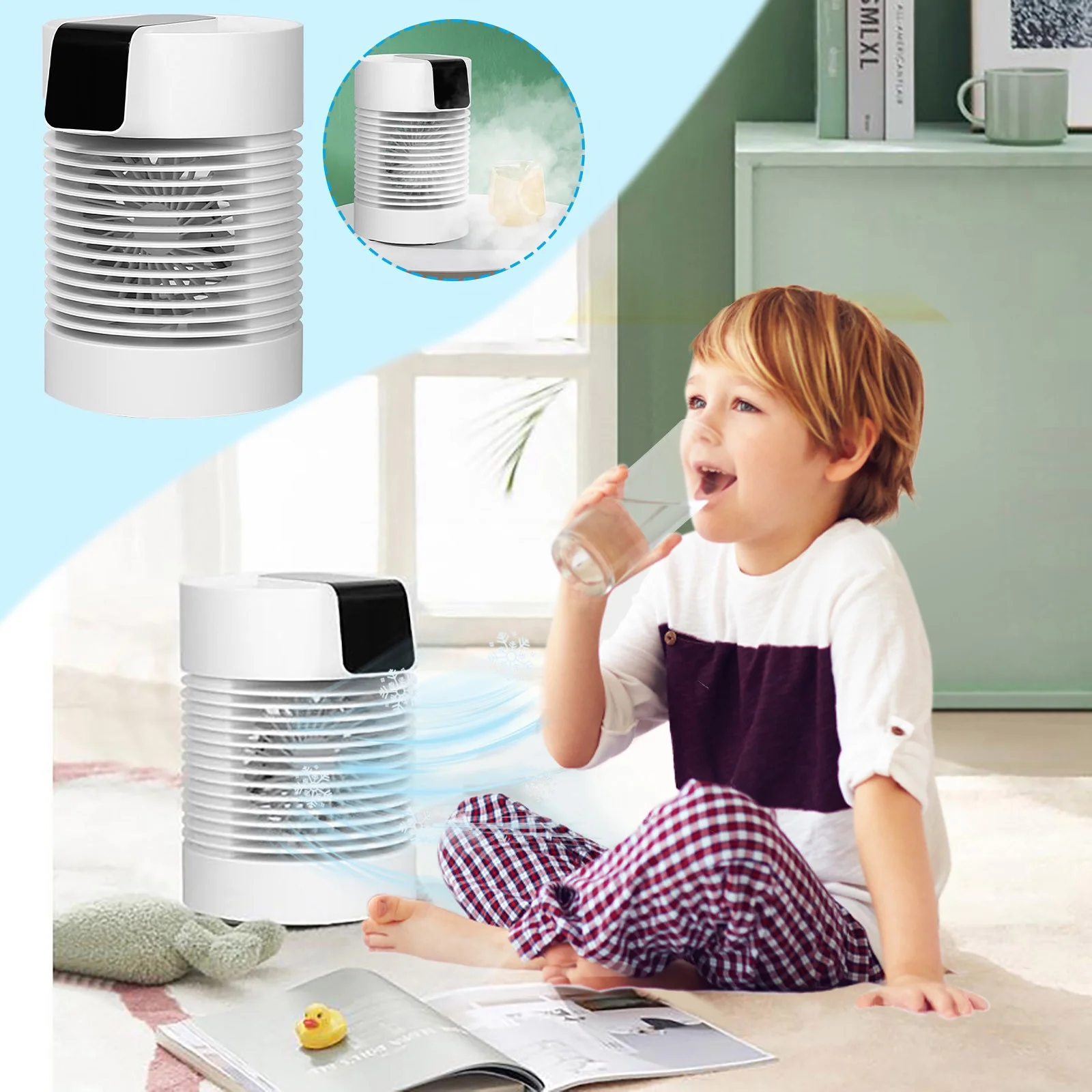 Ac For Bedroom Desktop Automatic Shaking Cooler Usb Charging Conditioner Fan Air Cooling Fan