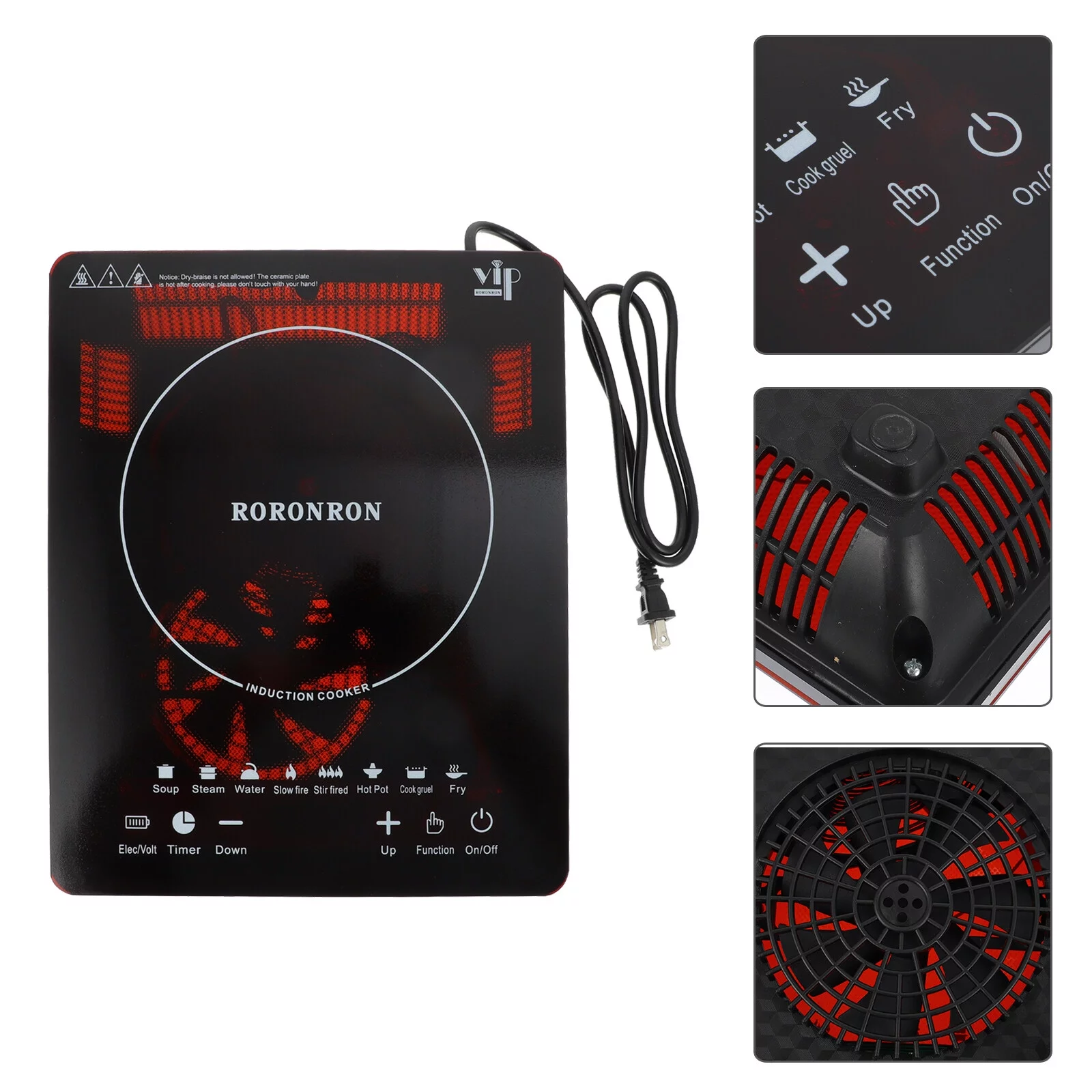 Induction Cooktop, Induction Hot Plate with LED Display, 1500W Countertop Burner Portable Black Crystal Glass Surface for Cooking