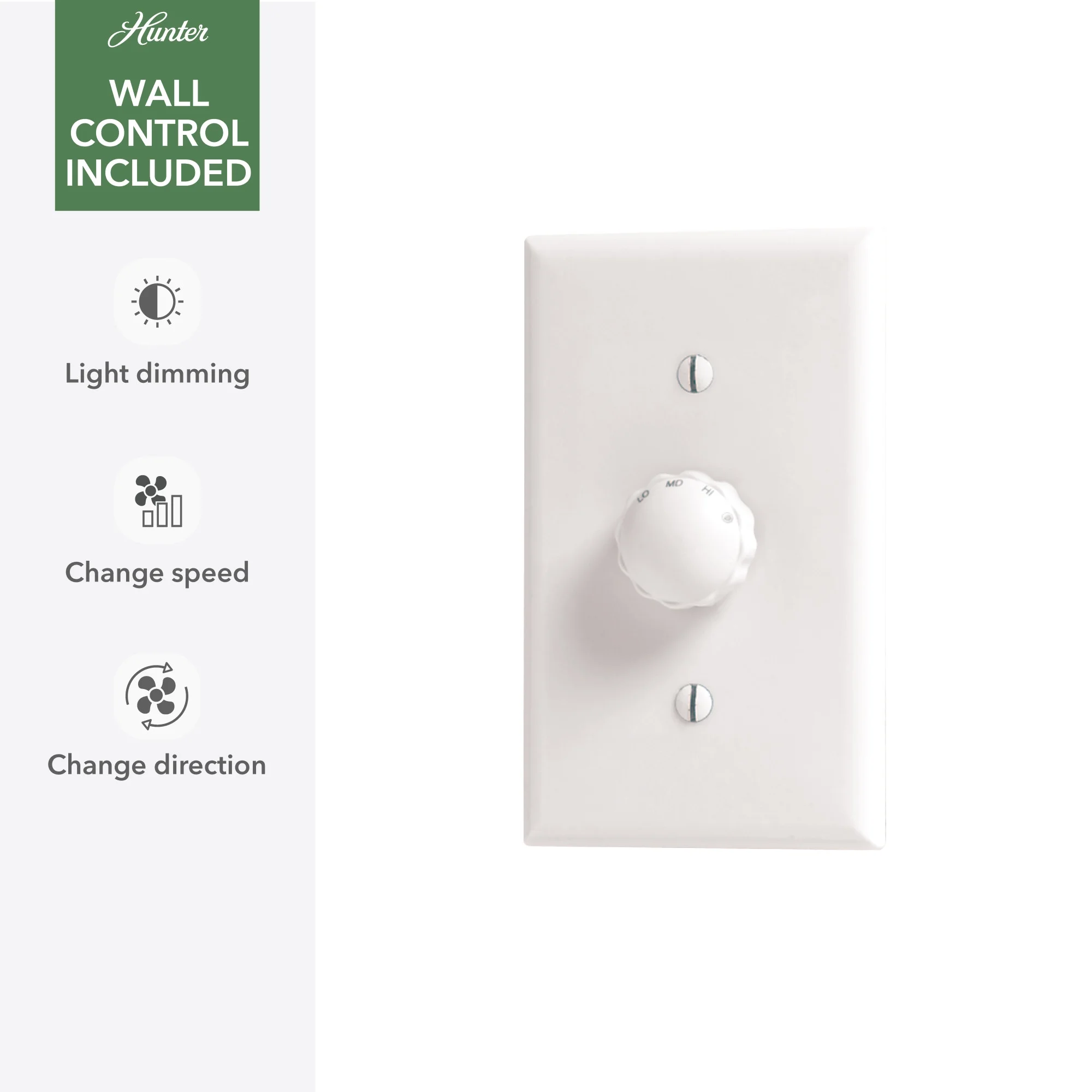 Hunter 52 inch Presto Matte White Modern Ceiling Fan and Wall Control