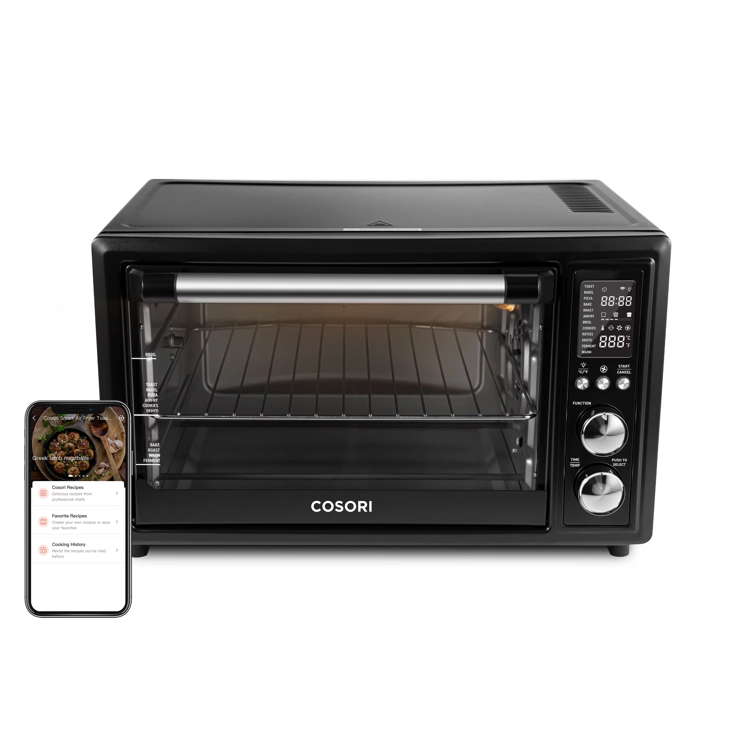 COSORI Smart Air Fryer Toaster Oven, Large 32-Quart, Stainless Steel, Walmart Exclusive Bonus, Black��CS130-AO-RXB