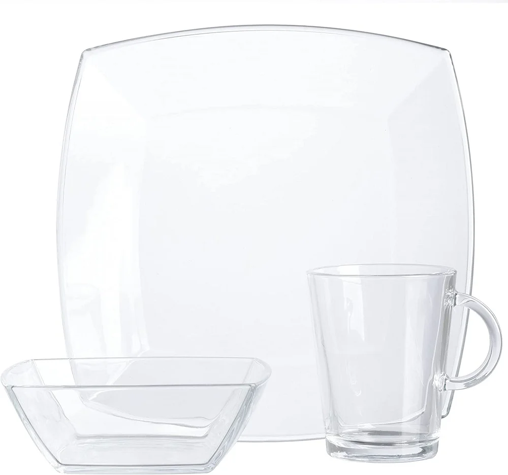 Gibson 130984.12RR Soho Lounge Dinnerware Glass, Clear - 12 Piece