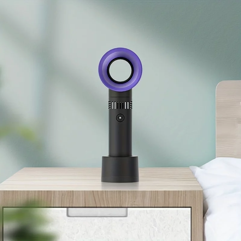 1pc USB Rechargeable Bladeless Handheld Fan - Portable Mini Desk Fan with 3 Speeds for Travel, Camping, Office, and Room Use
