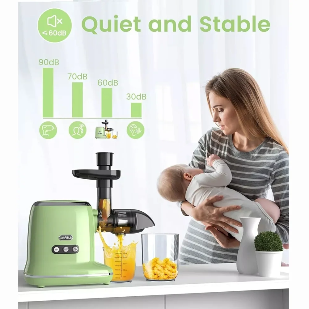 Cold Press Juicer Masticating Juicer Machines for Vegetable Fruit Meat Ginder, Green