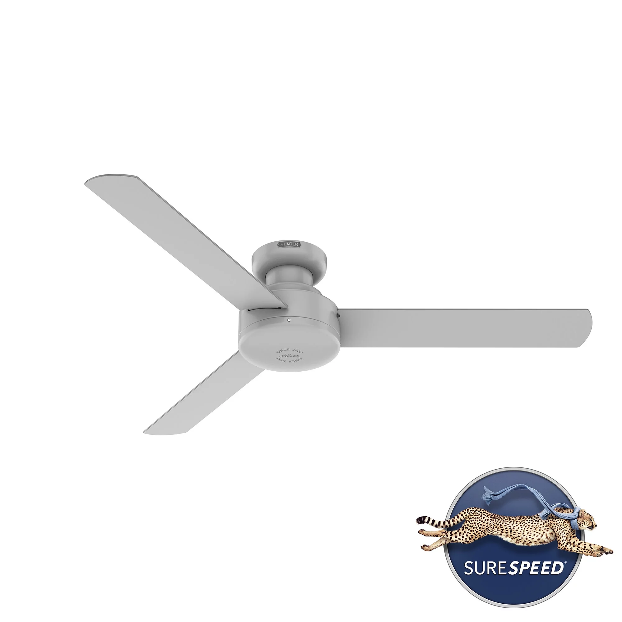 Hunter Presto 52 Low Profile Presto 52' 3 Blade Hugger Indoor Ceiling Fan - Grey