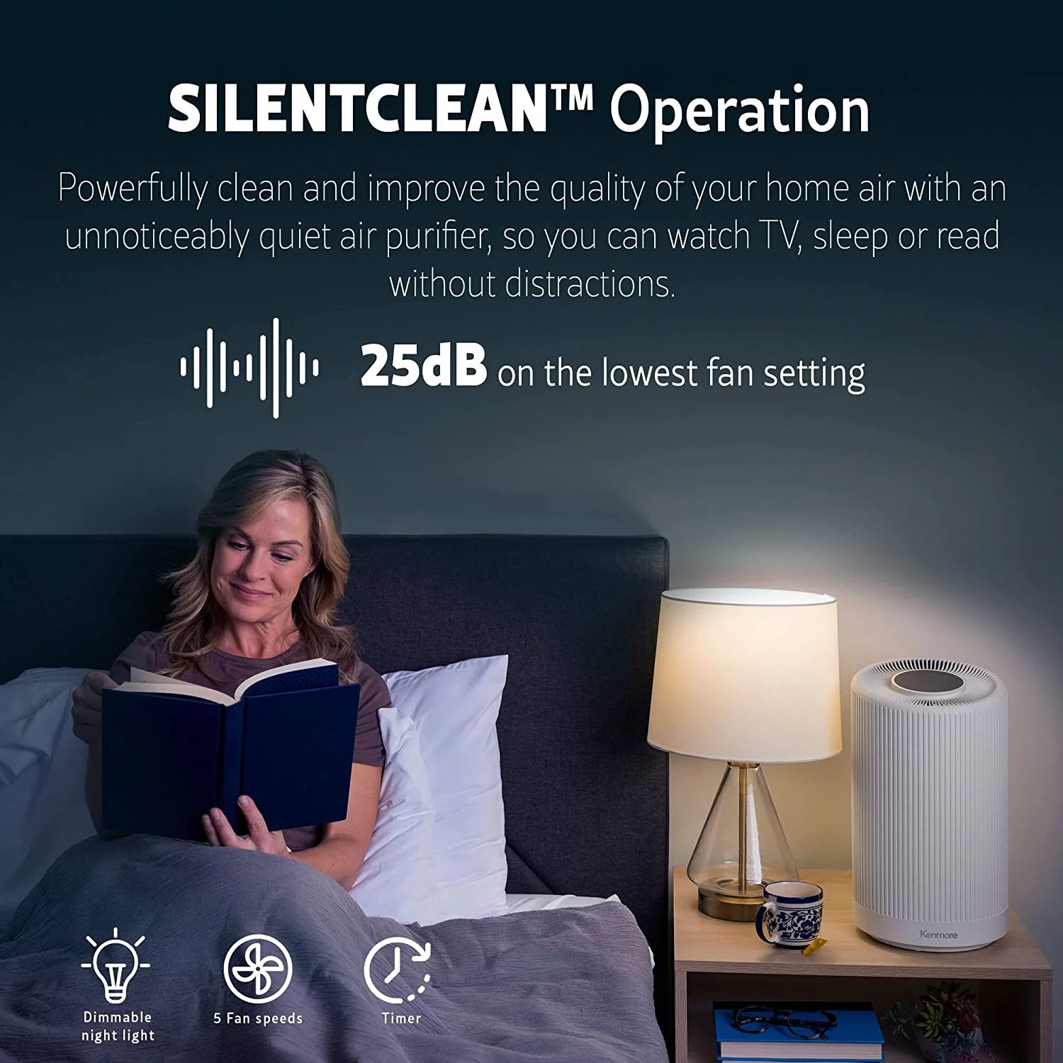 Air Purifier, H13 True HEPA Filters 3-Stage Filtration, Up to 850 sq. ft., Kenmore PM1005