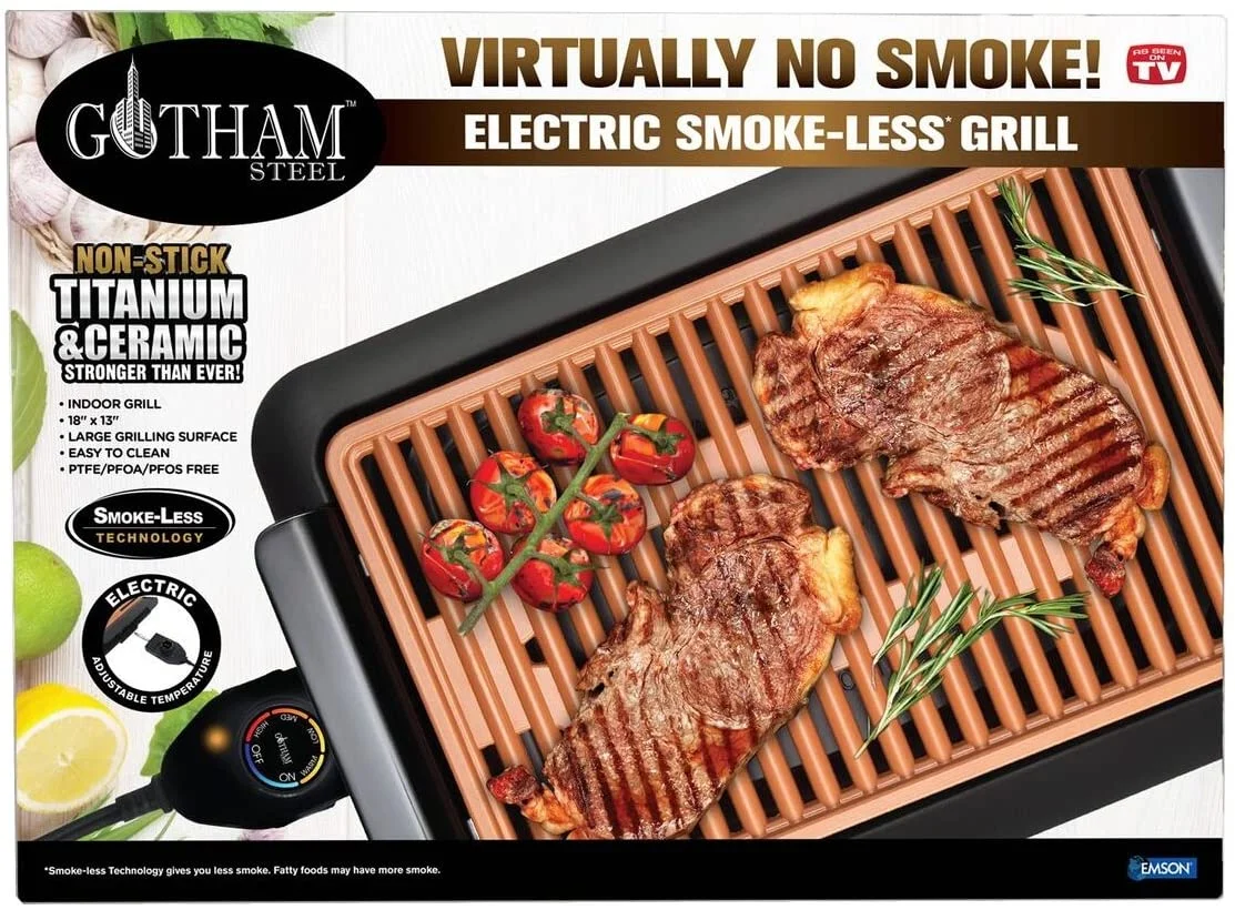 Gotham Steel Smokeless Electric Grill, Portable and Nonstick As Seen On TV! - DELUXE