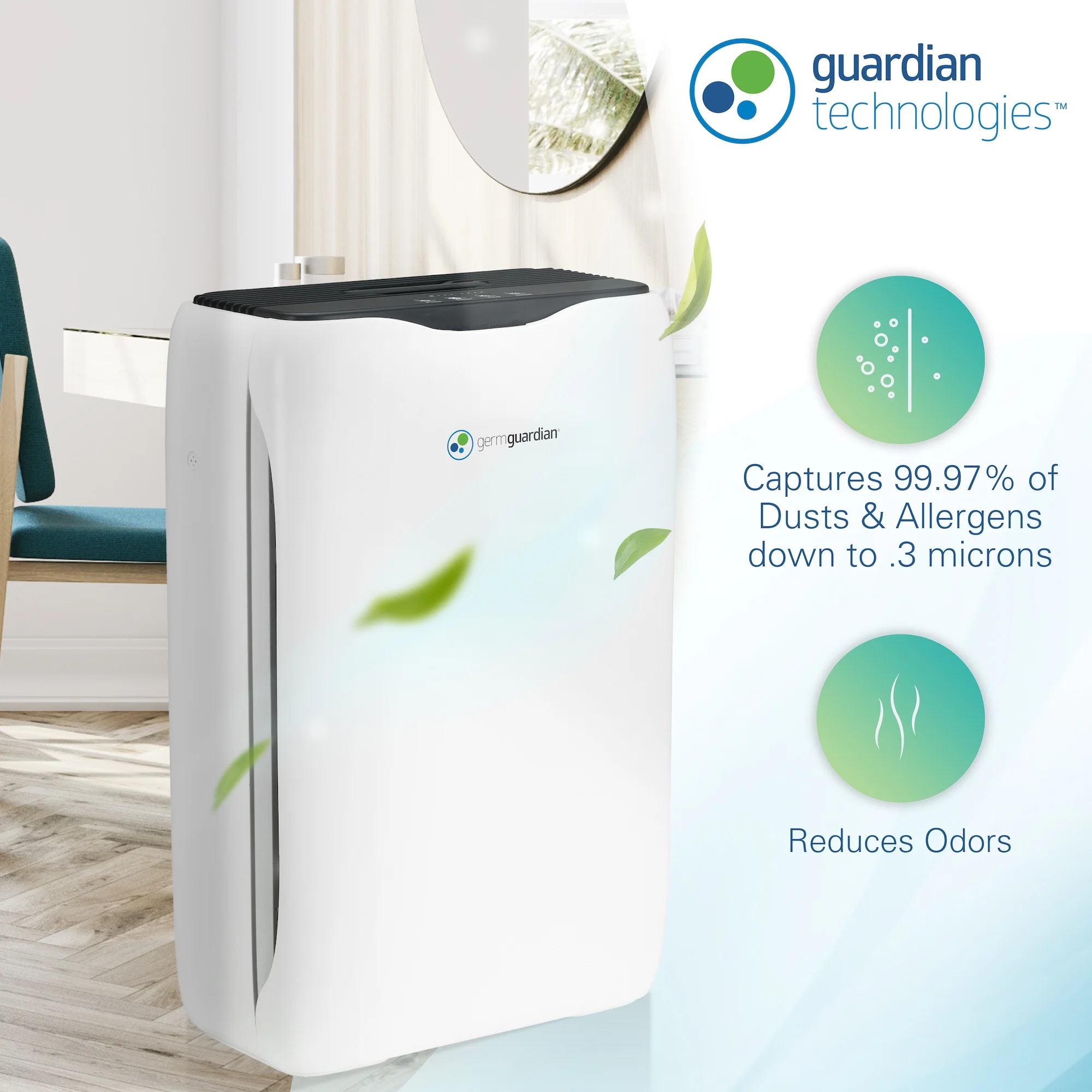 GermGuardian Air Purifier with HEPA Filter, Ionizer, For Odors, Smoke, 151 Sq, ft, AC5600WDLX