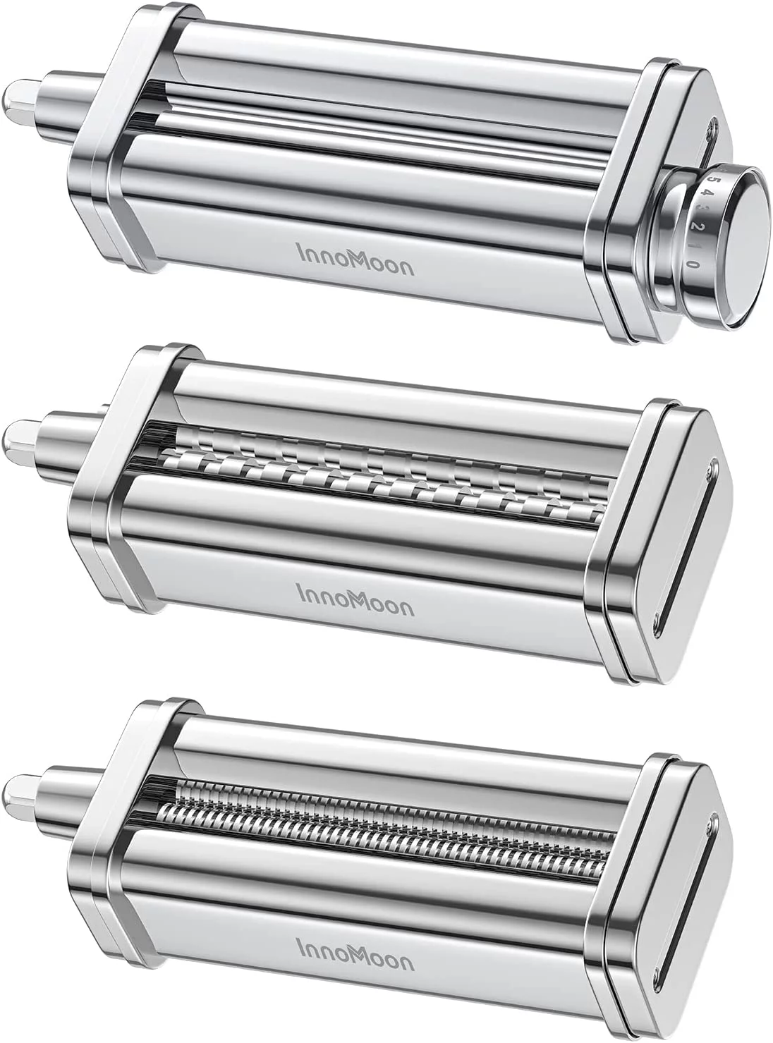 HAOFEI Pasta Attachment for KitchenAid Stand Mixer, 3 Piece Pasta Rollar & Cutter Set Included Pasta Sheet Roller, Spaghetti and Fettuccine Cutter, Stainless Steel for Kitchenaid Pasta Attachment