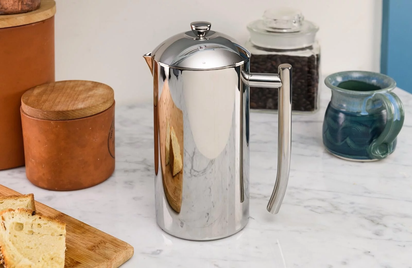 Frieling Double-Walled Stainless-Steel French Press Coffee Maker, Polished, 17 Ounces