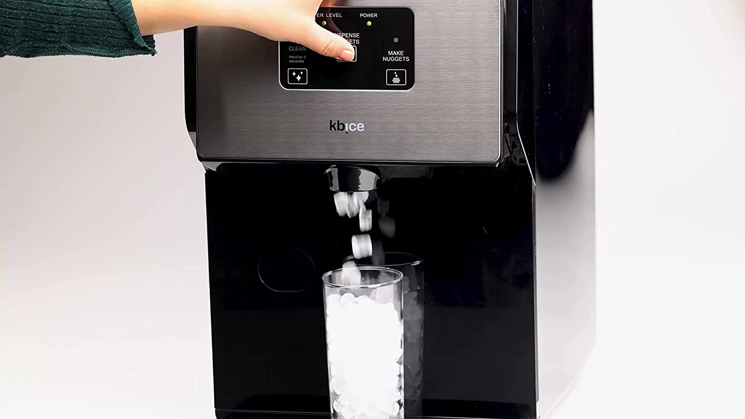 KBice Self Dispensing Countertop Nugget Ice Maker, Crunchy Pebble Ice Maker, Sonic Ice MakerProduces Max 30 lbs of Nugget Ice per Day, Stainless Steel Display Panel