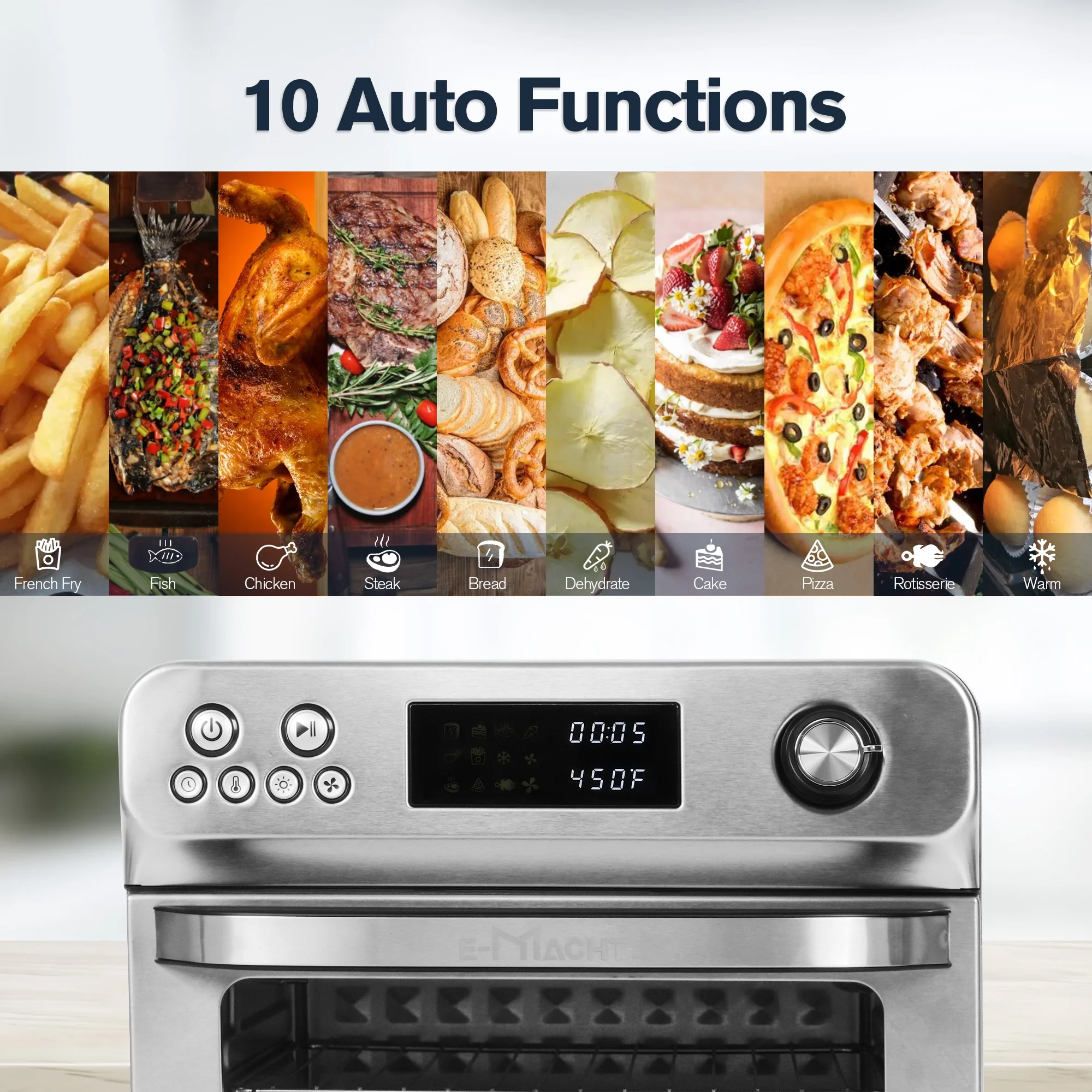 24 Quart Air Fryer Toaster Oven Convection Toaster Oven Airfryer 10 Cooking Functions Stainless Steel Kitchen Small Appliance 1700W Air Fryer Oven with 6 Accessories for Rotisserie, Bake, Dehydrate
