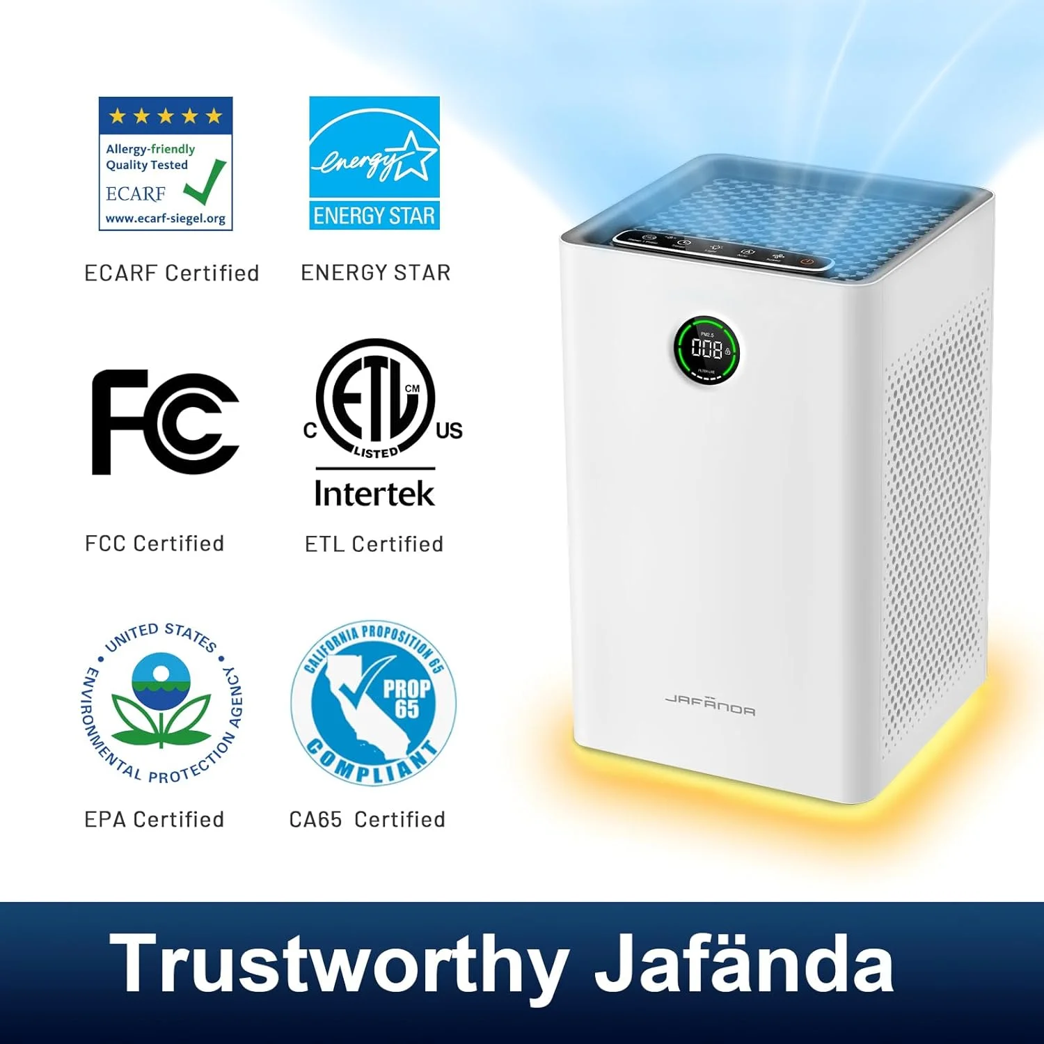 Jafanda Smart Air Purifier for Home Large Room Up To 1190ft2 H13 True HEPA Air Cleaner JF260 Quiet