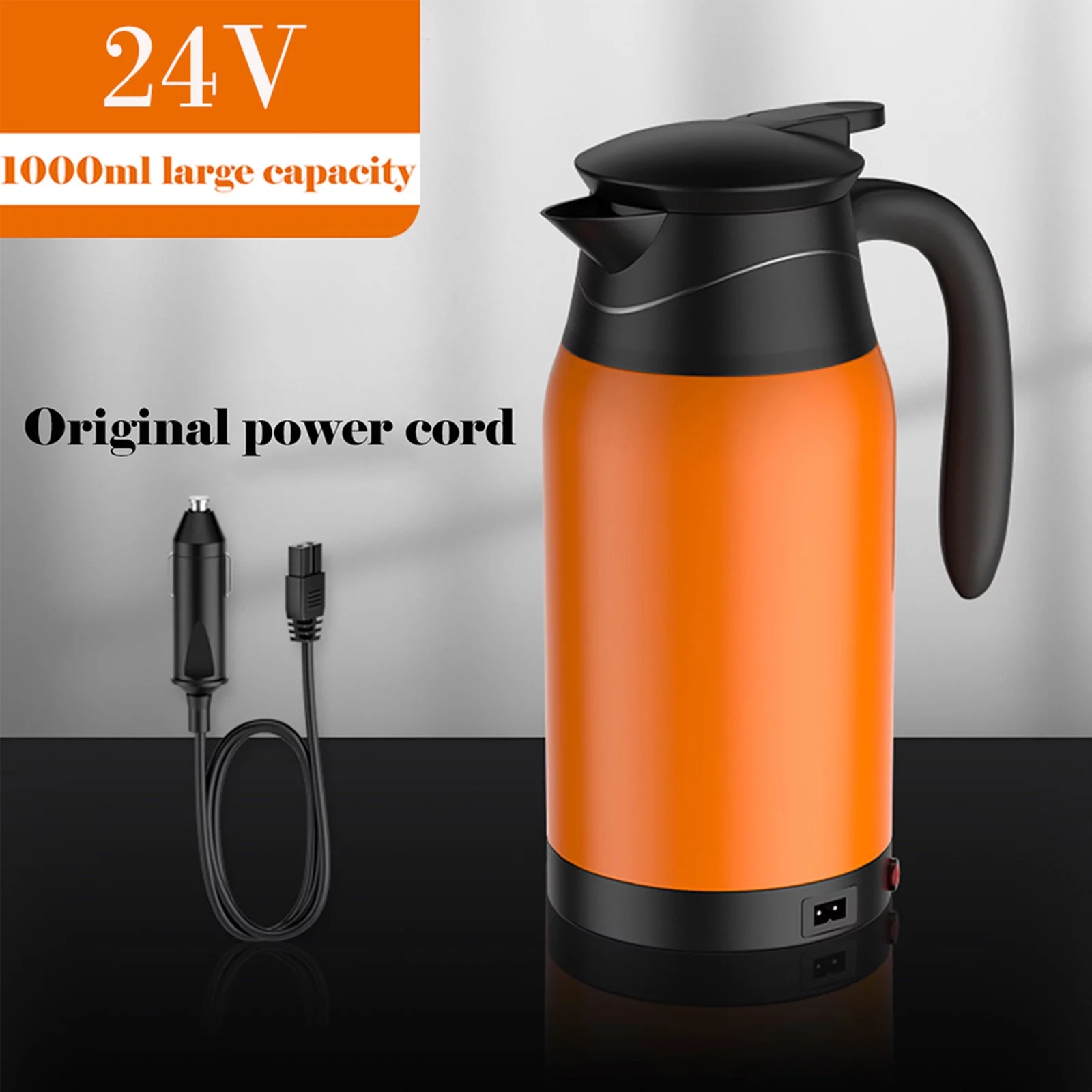 BHXYSGD Kitchen Supplies 24V 1000Ml Car Electric Heated Mug Water Kettle Steel Cup Car Heating Kettle