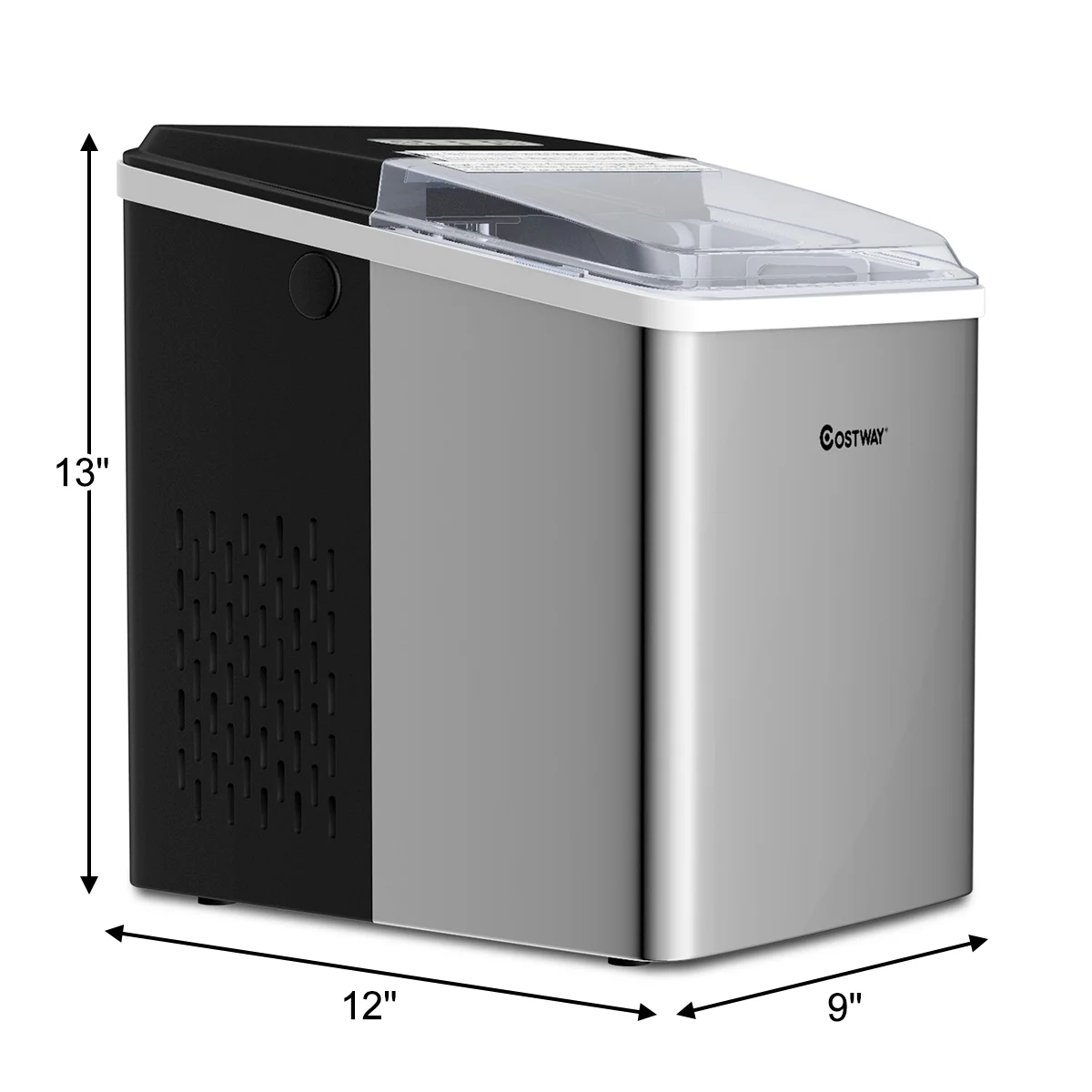 Costway Stainless Steel Ice Maker Countertop 26Lbs/24H Self-Clean Function W/Scoop New