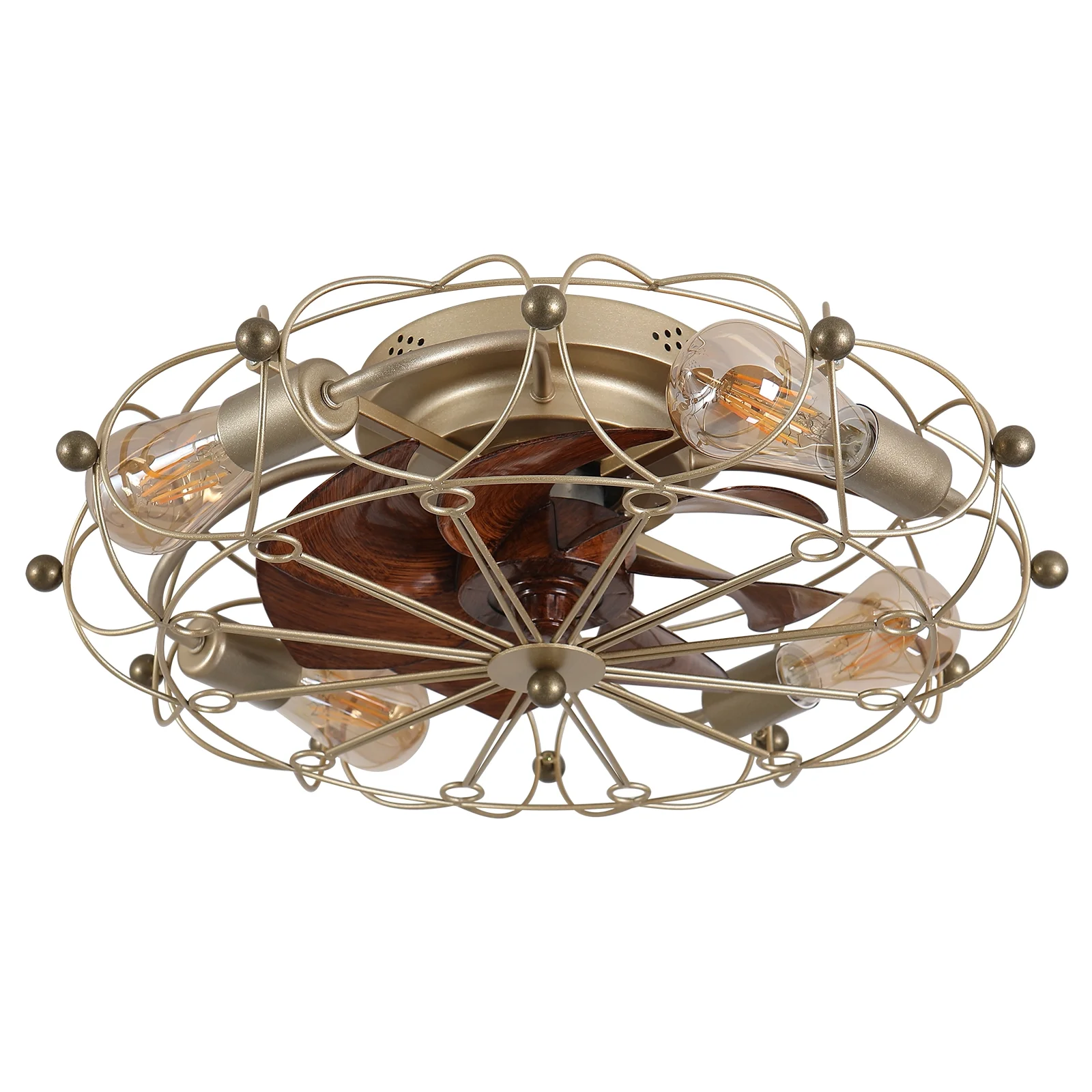 20' Low Profile Caged Ceiling Fan with Lights, 3 Speed Adjustable Caged Ceiling Fan Light with Timer and Remote Control