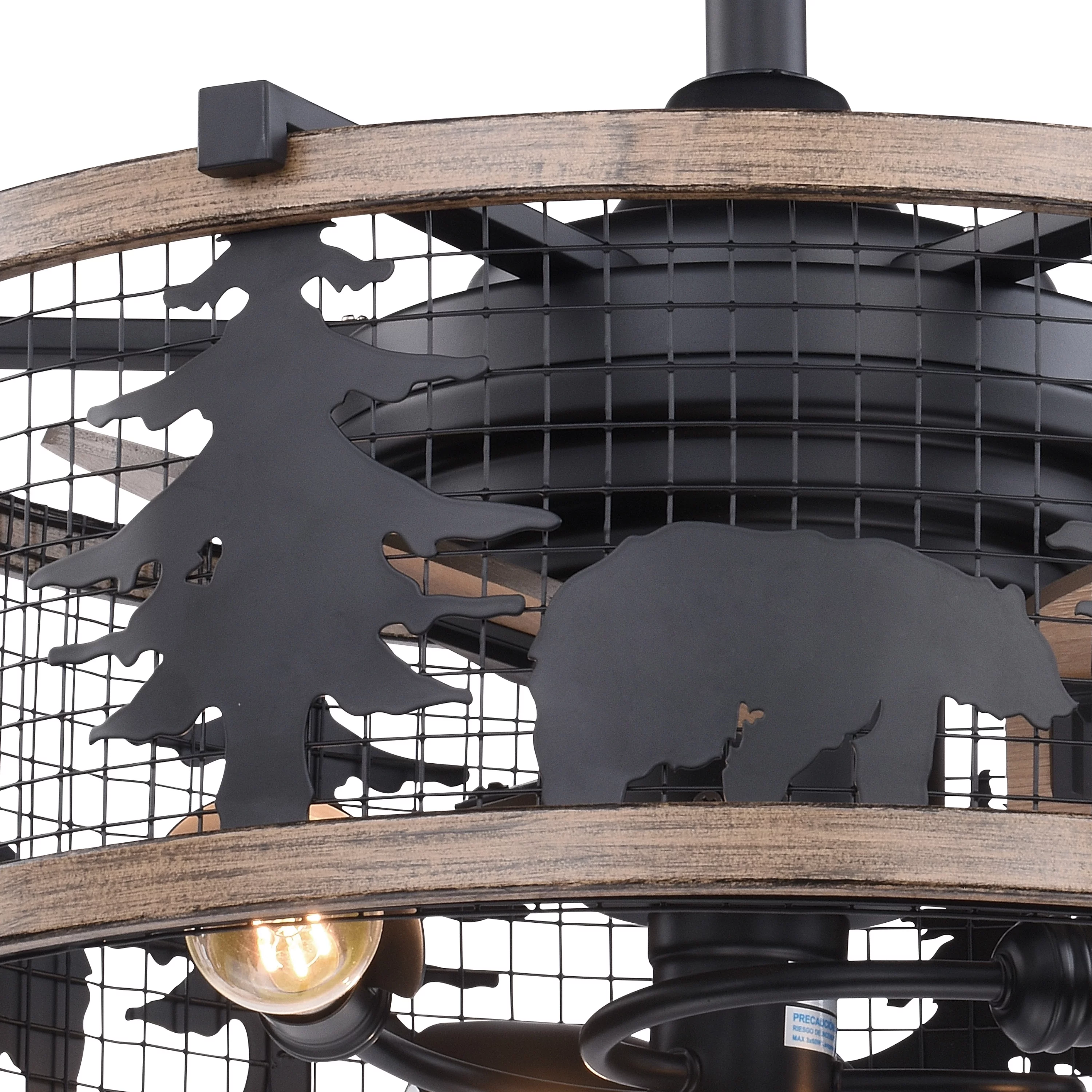 Kodiak Bear 21 in. Bronze and Teak Rustic Indoor Ceiling Fan with Light Kit and Remote
