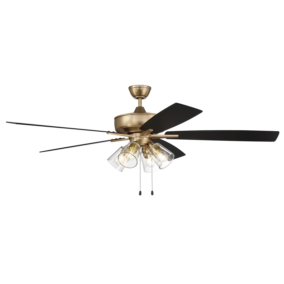 Craftmade Super Pro 60' Ceiling Fan w/Light Kit with 5 blades - Satin Brass - S104SB5-60BWNFB