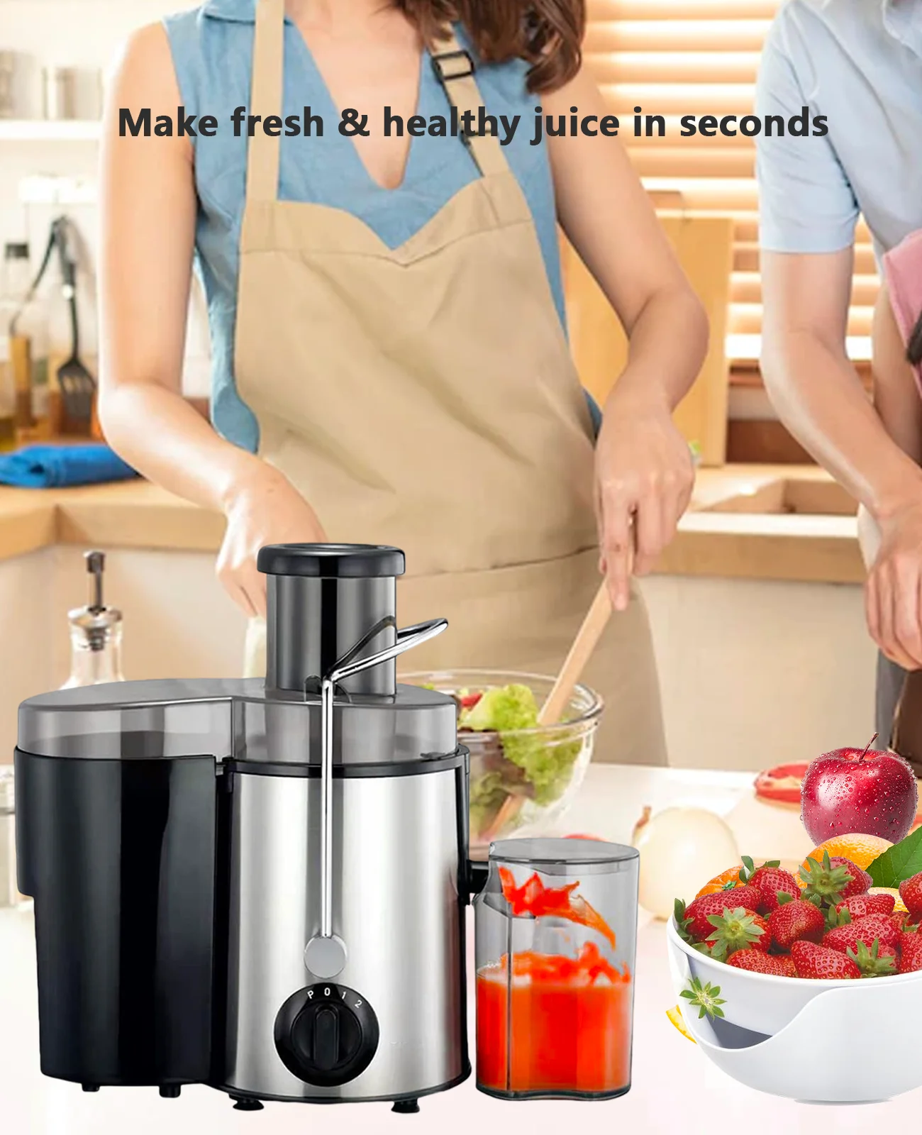 Centrifugal Juicer Machines for Fruits and Vegetables - with 2 Speed Modes Anti-drip