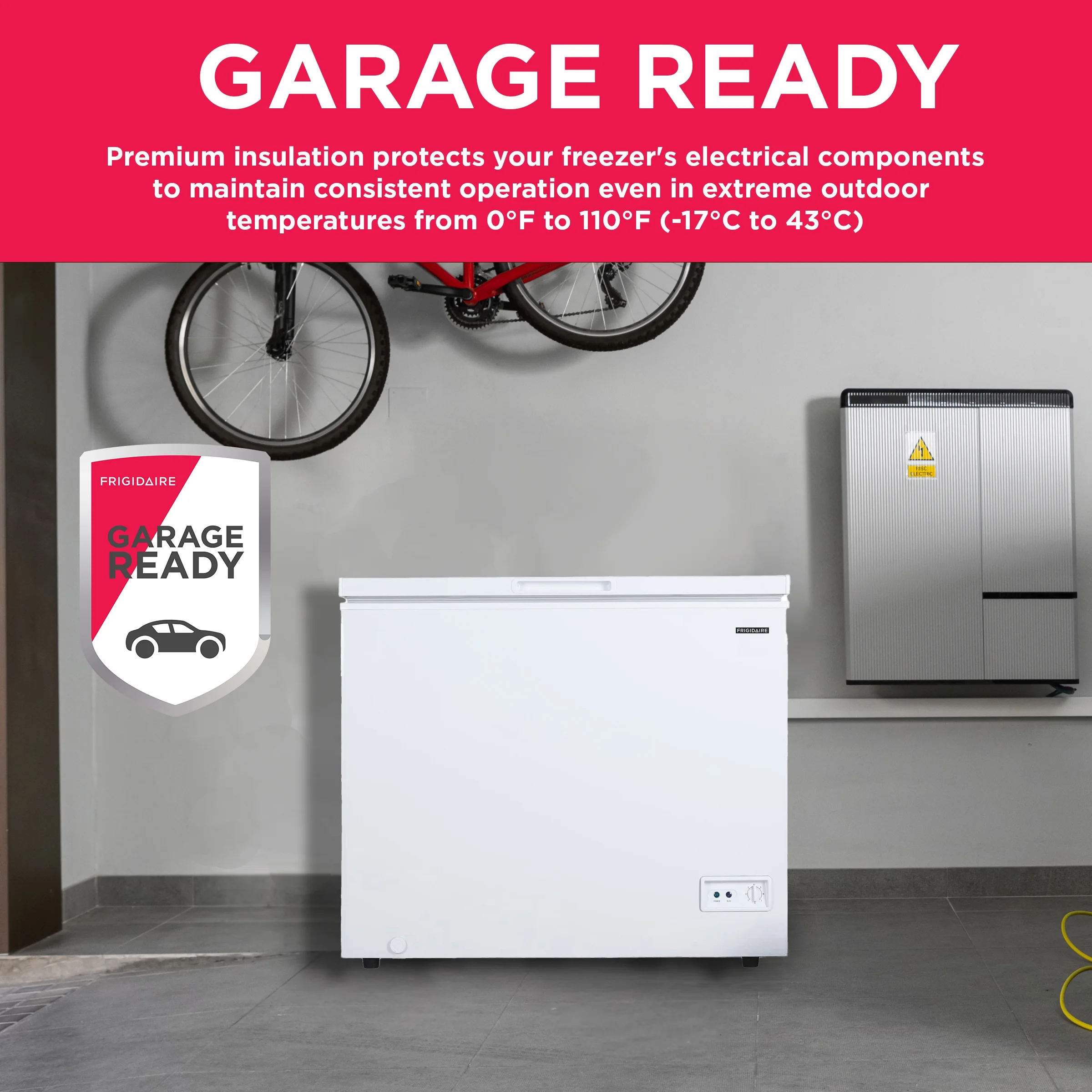 Frigidaire 10.3 Cu. ft. Chest Freezer, Garage Ready, EFRF1005, White