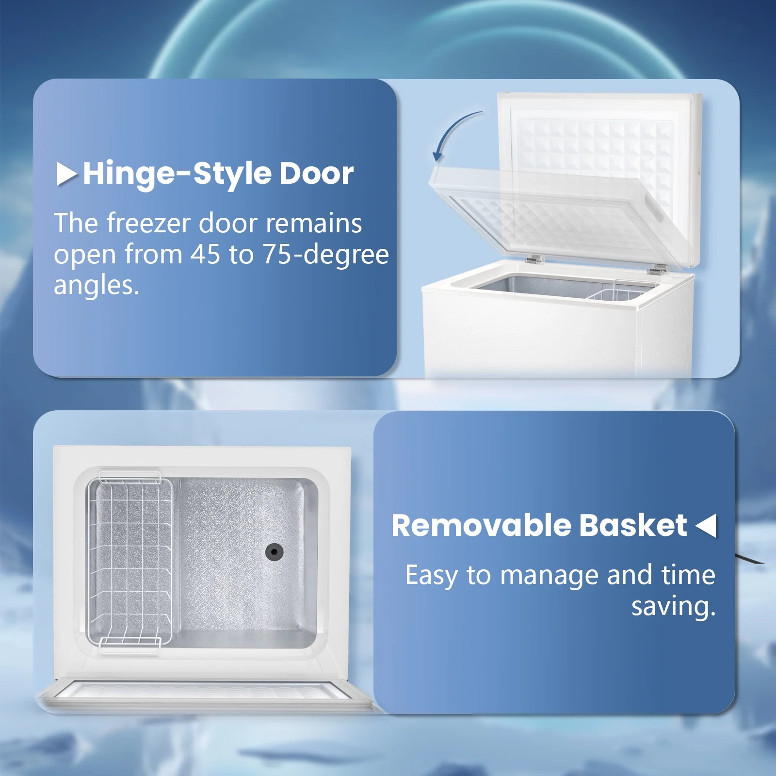 KISSAIR 2.8 Cubic Feet Chest Freezer Free Standing Top open Door Compact Freezer with Adjustable Temperature, Suitable for Home/Kitchen/Office-White