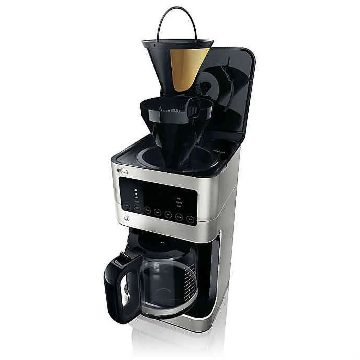 Braun Brew Sense 12 Cup Touch Screen Drip Coffee Maker Machine, Stainless Steel
