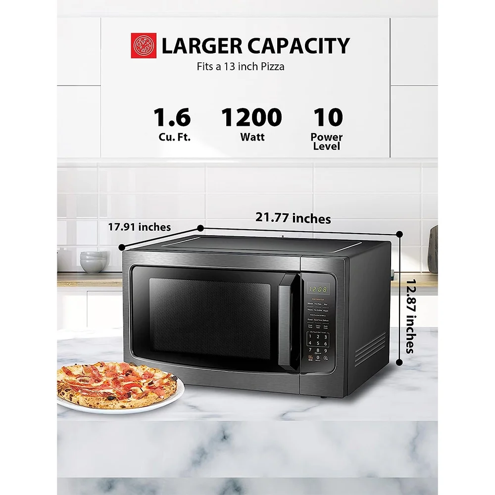 Countertop Microwave Oven w/Smart Sensor & Memory Turntable, 1.6 Cu.ft, 1200W