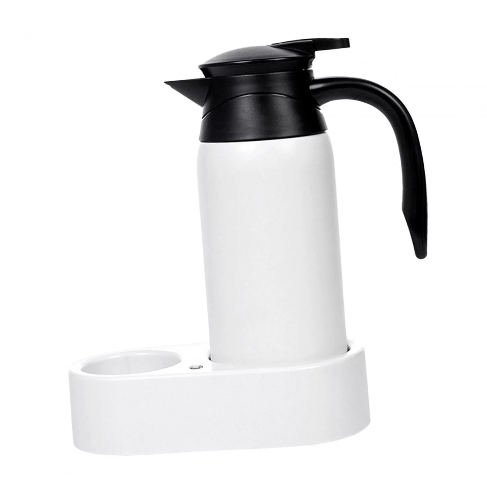 Car Heating Drinking Cup Travel Kettle 800ml Stainless Steel Multipurpose DC Powered Sturdy Portable for Business Man White Kettle