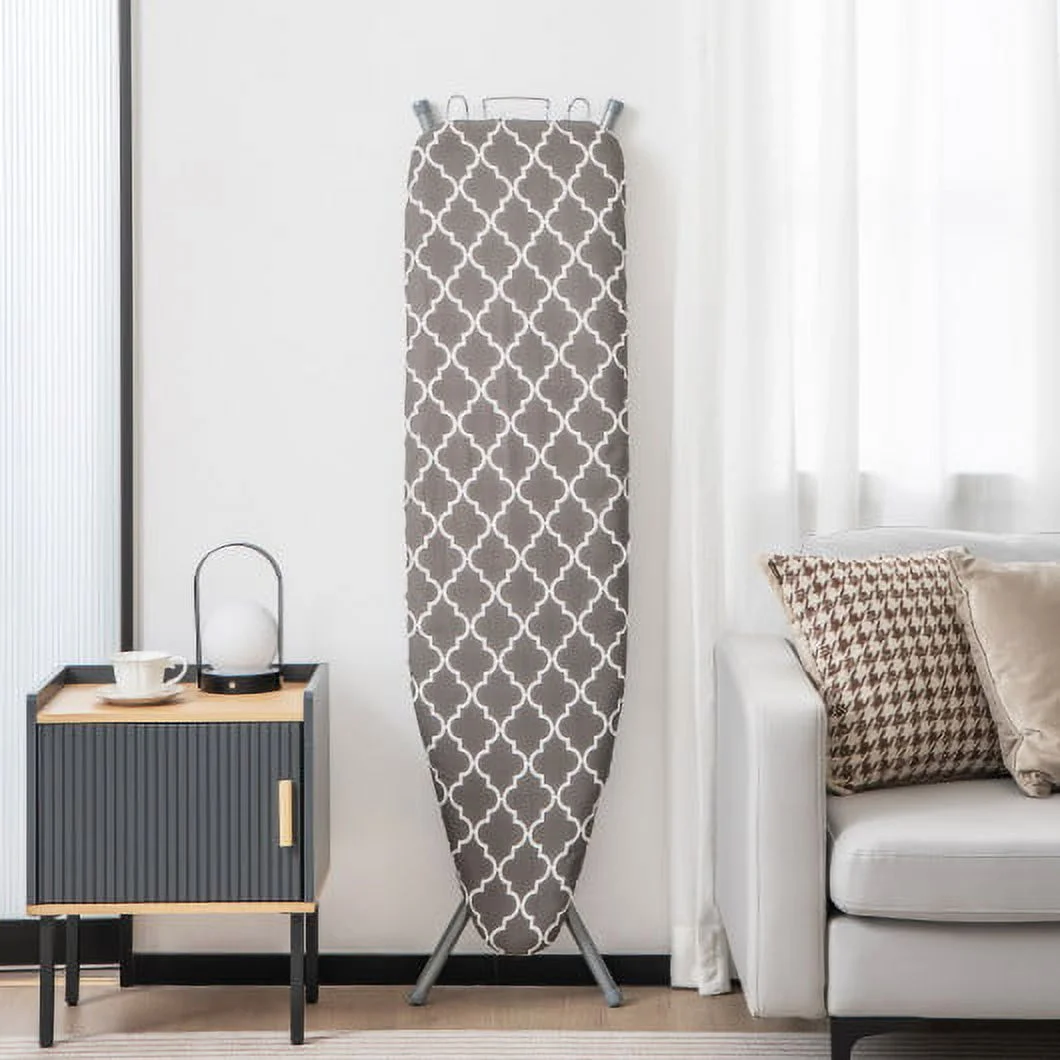 60 x 15 Inch Foldable Ironing Board with Iron Rest Extra Cotton Cover Gray
