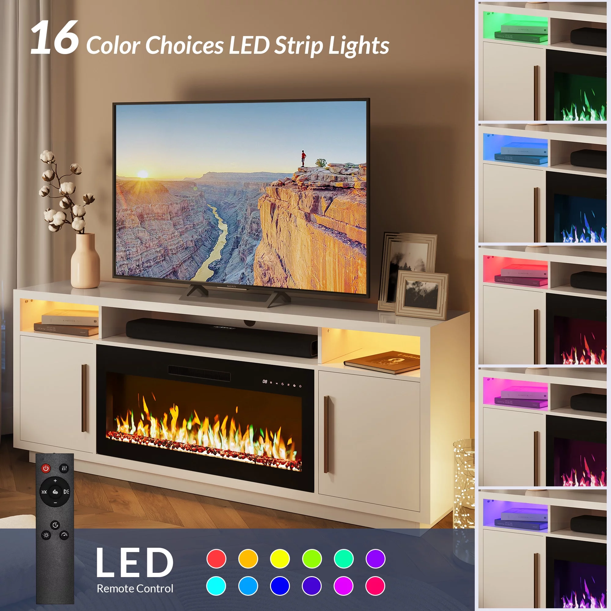 BELLEZE Fireplace TV Stand for TVs Up To 75