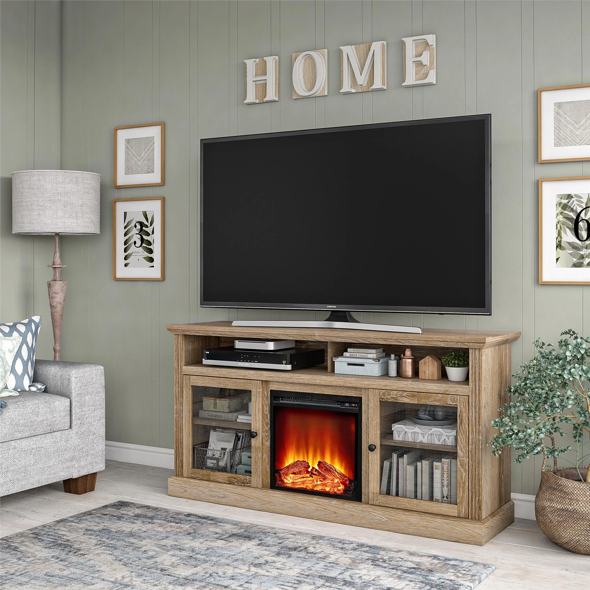 Ameriwood Home Leesburg Fireplace TV Stand for TVs up to 65