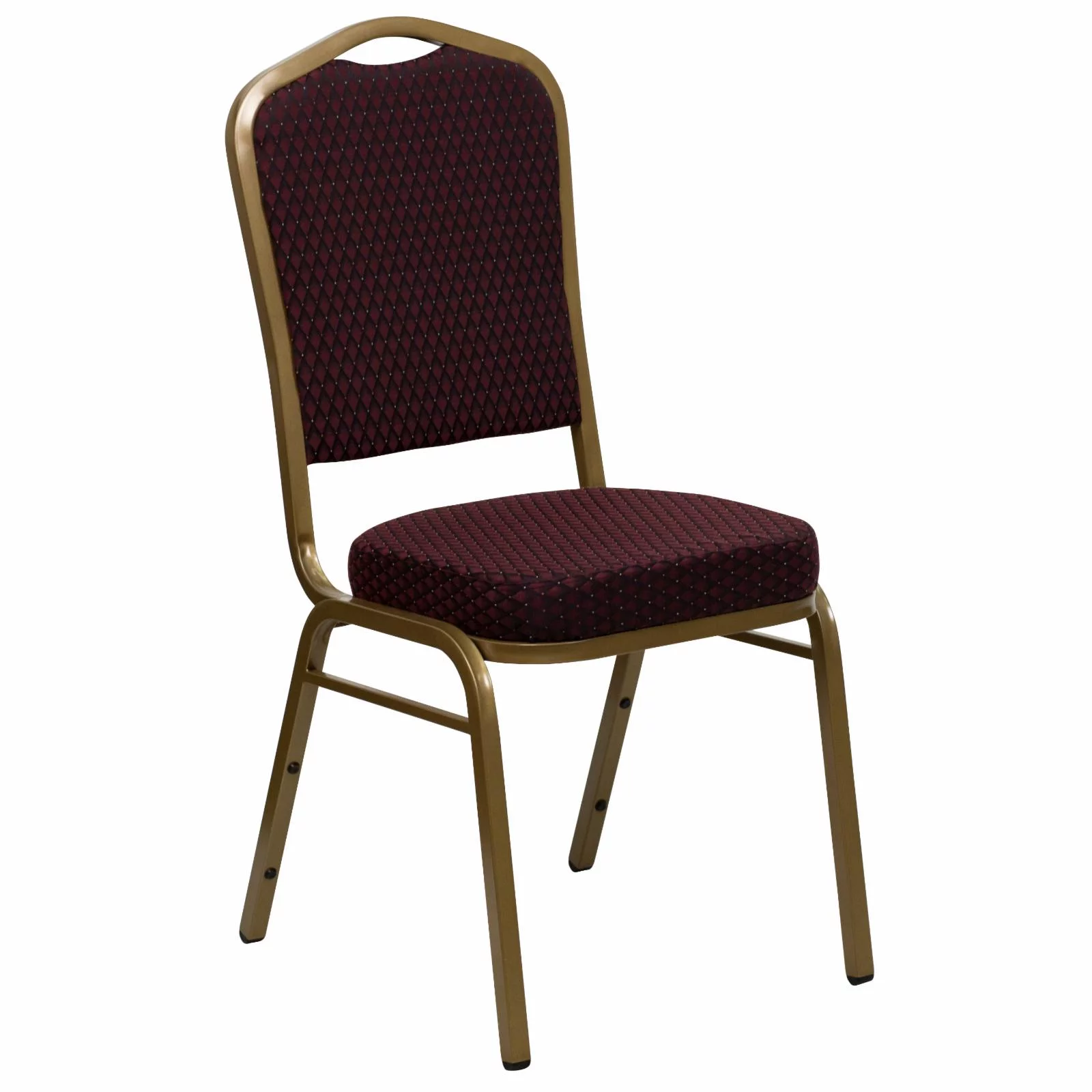 Flash Furniture HERCULES Series Crown Back Stacking Banquet Chair in Burgundy Vinyl - Silver Vein Frame