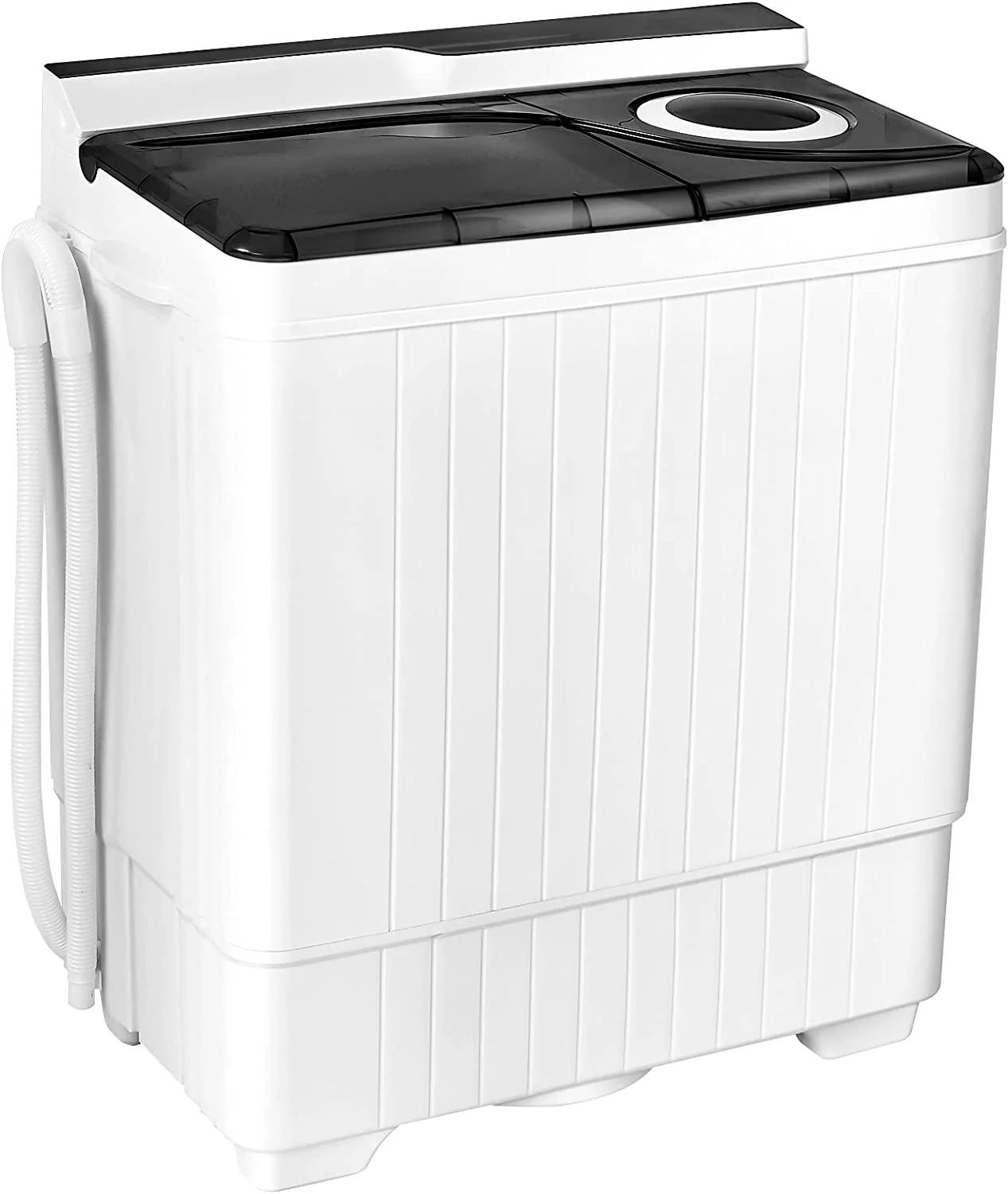 AUCHI Washing Machine Semi-automatic, Twin Tub Washer with Spin Dryer, 26lbs Capacity, Built-in Drain Pump, Portable Laundry Washer, Compact Washing Machine for Apartment, Dorm and RV (White+Blue)