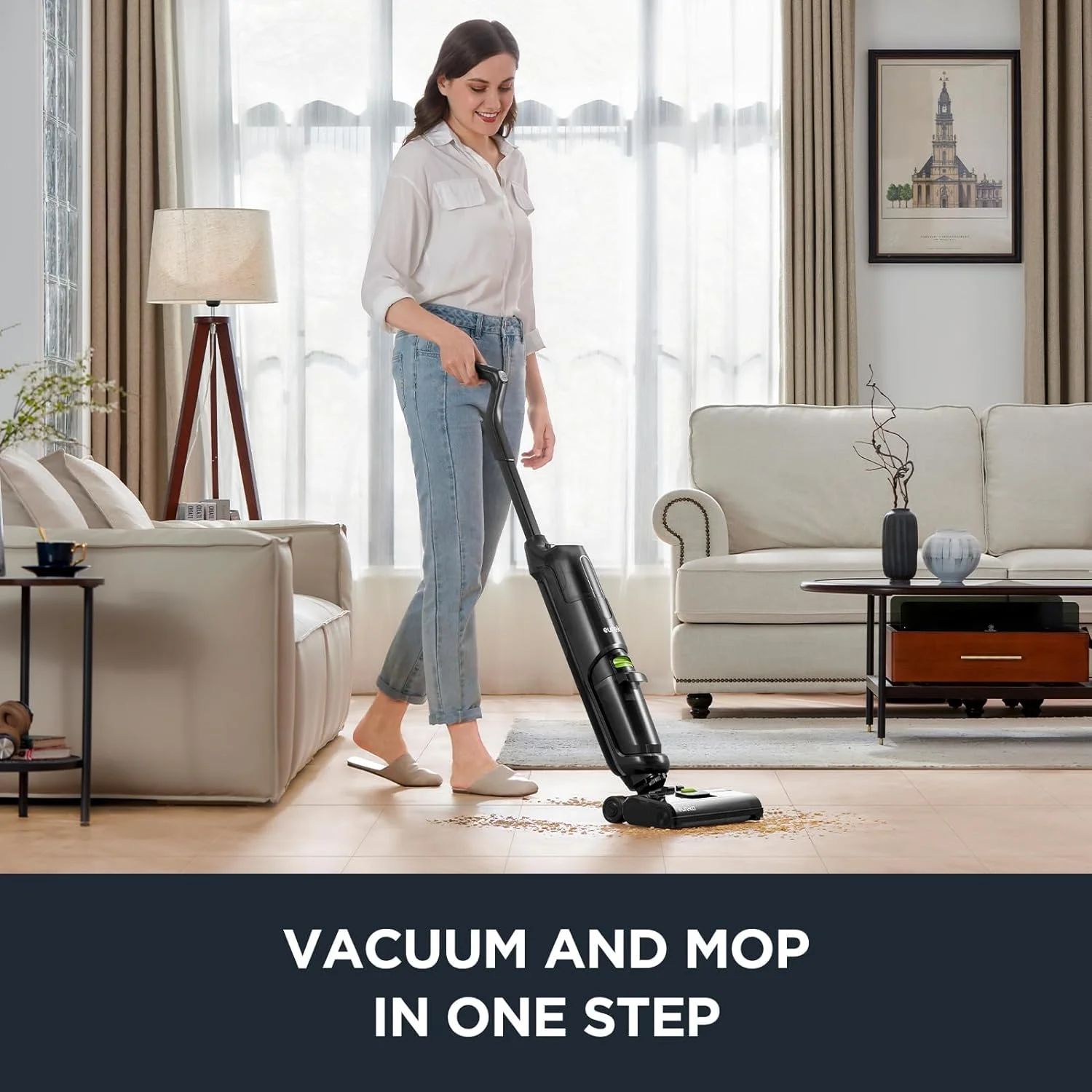 EUREKA Cordless Wet Dry One Hard Floor Cleaner with Self System, Vacuum Mop for Multi-Surfaces, Perfect for Cleaning Sticky Messes, NEW400, (Black)84029650386