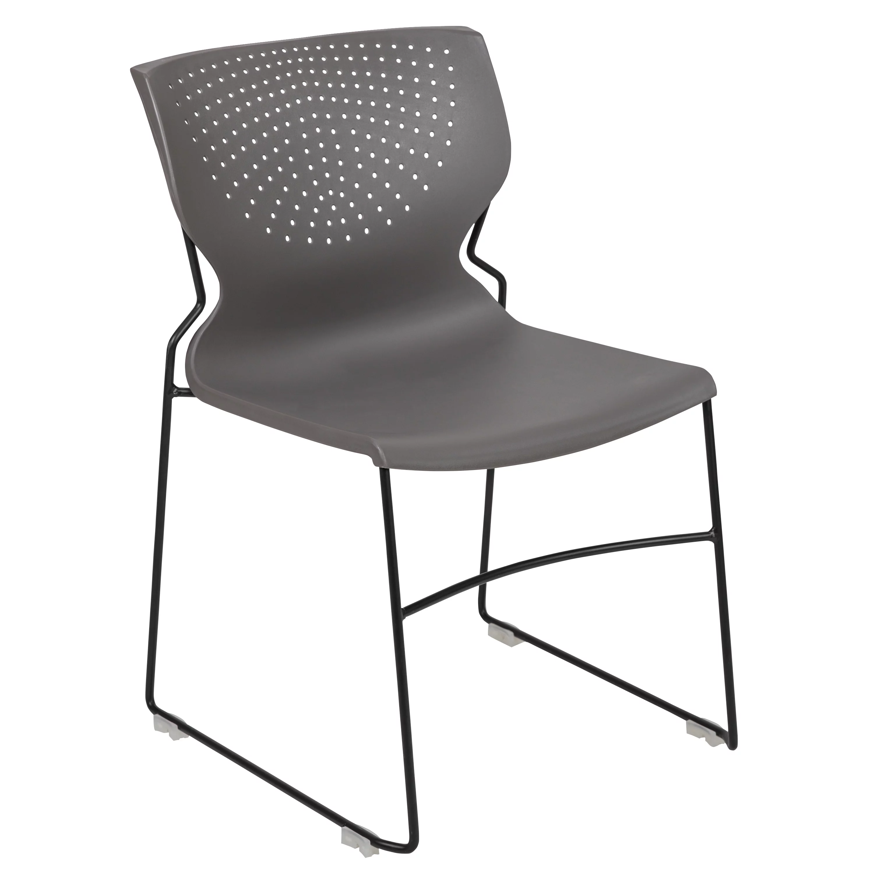 Emma + Oliver Home and Office Gray Full Back Stack Chair with Black Frame - Guest Chair