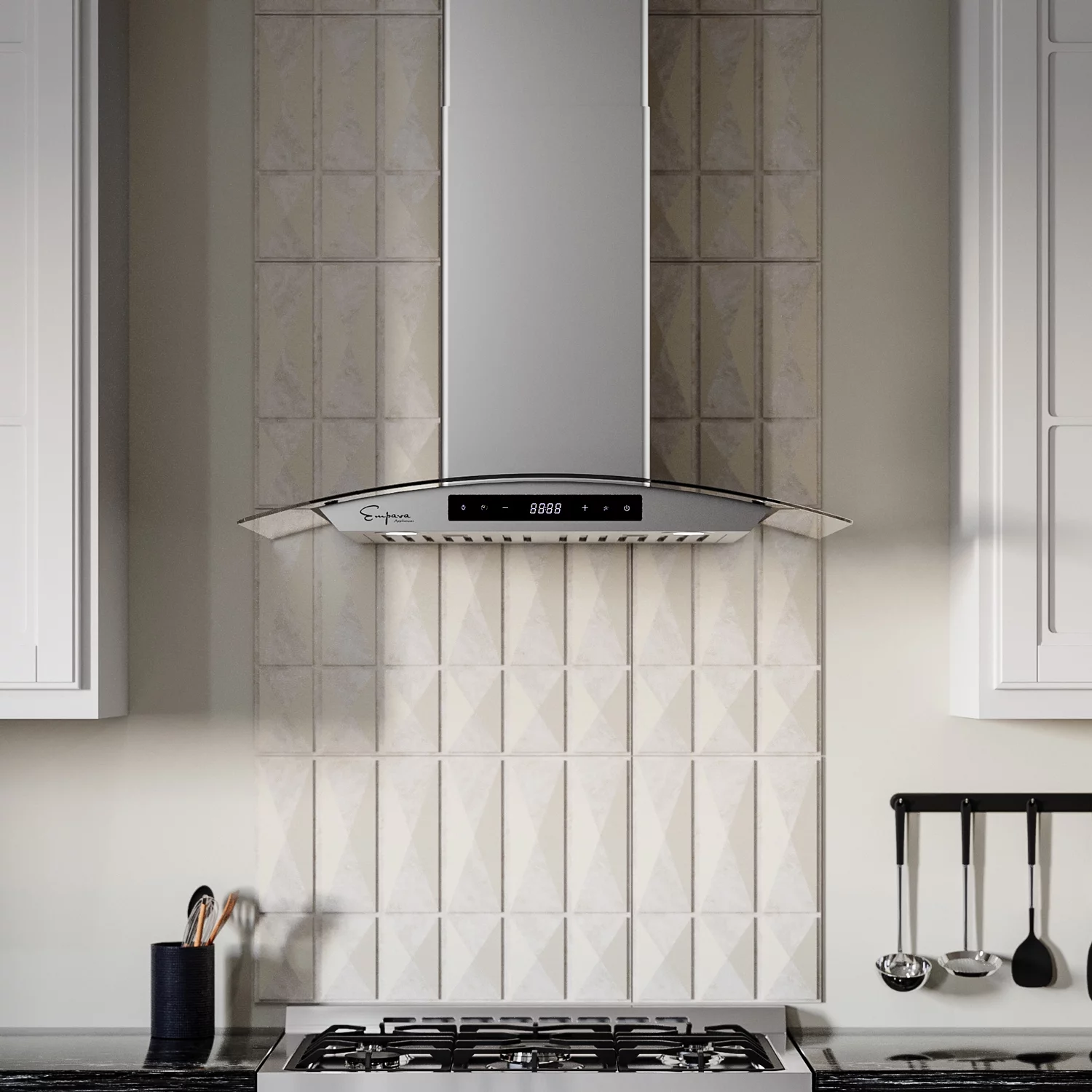 30 in. 400 CFM Ducted Kitchen Glass Wall Mount Range Hood in Stainless Steel