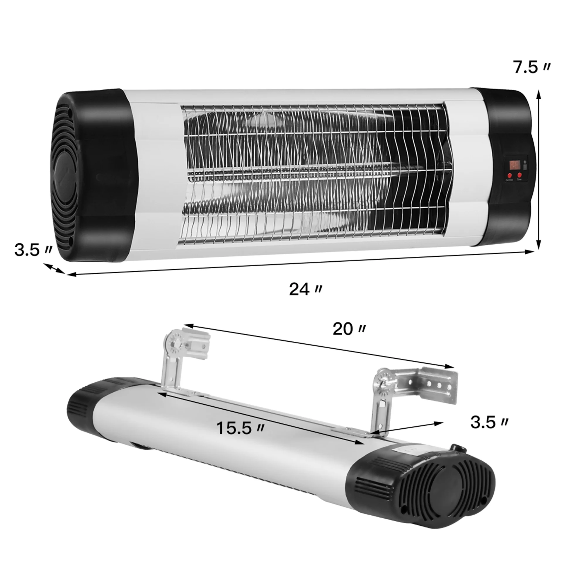 Gymax 1500W Infrared Patio Heater Wall-Mounted Electric Heater with Remote Control
