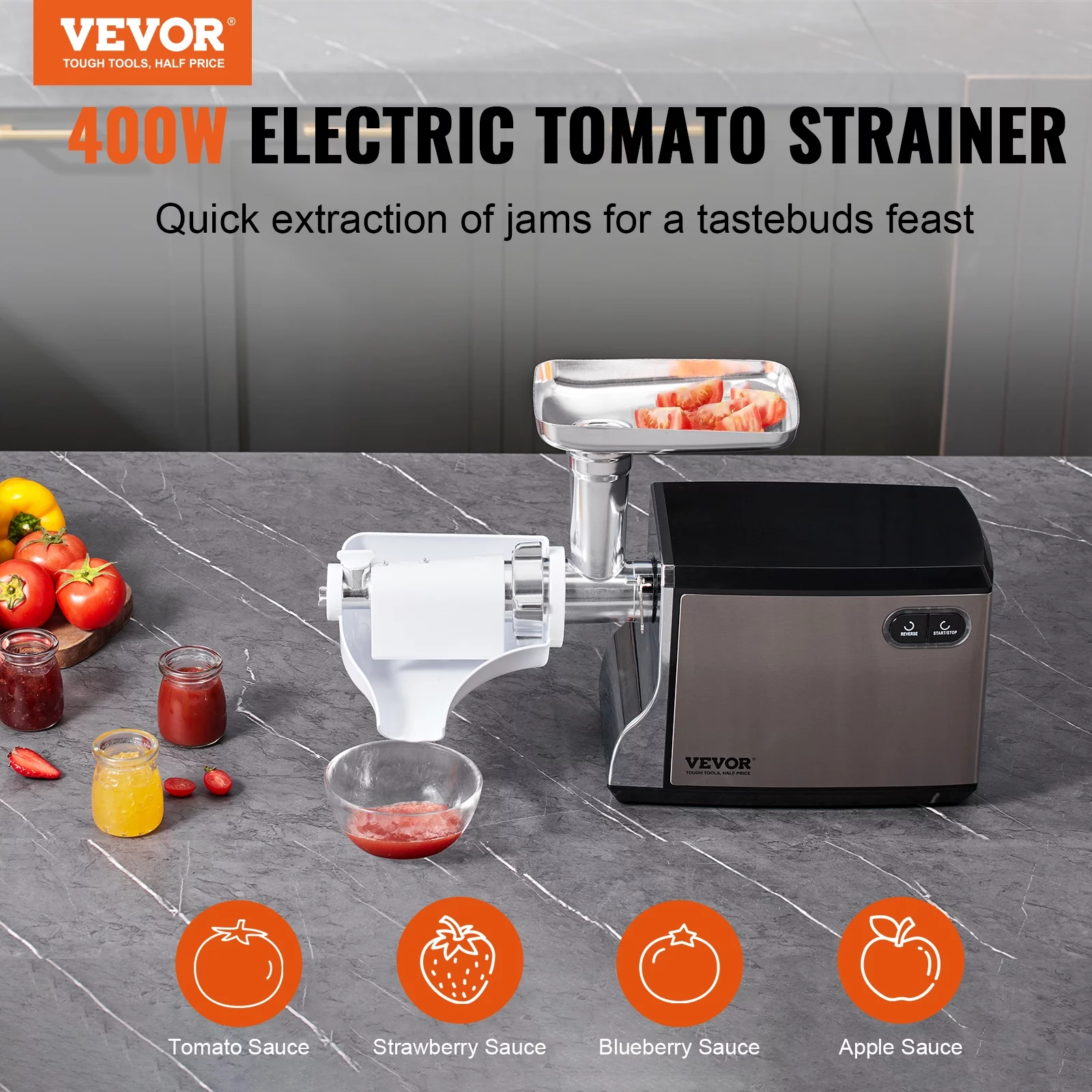 BENTISM 100 lbs/H Electric Tomato Strainer, 400W Tomato Milling Machine Sauce Press ?45mm