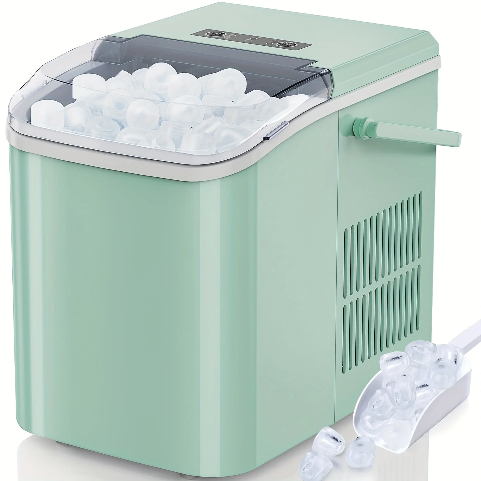 Ice Maker Countertop, 9 Cubes in 6 Mins, 26.5lbs/24Hrs, 2 Sizes of Bullet Ice for Home Kitchen Office Party,